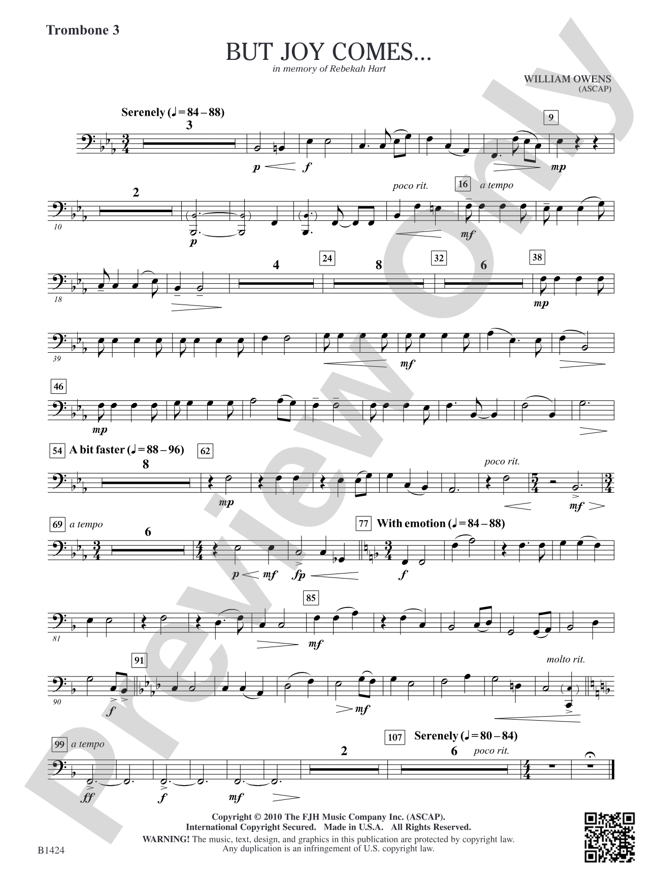 But Joy Comes...: Trombone 3
