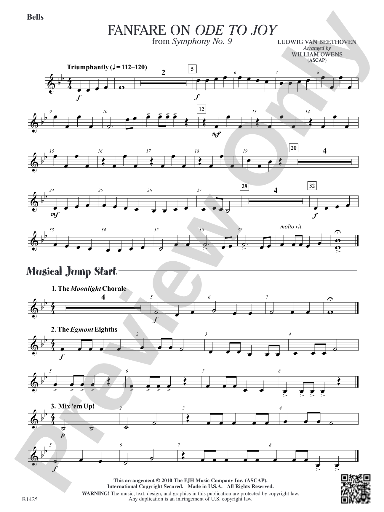 Fanfare on "Ode to Joy" from Symphony No. 9: Bells
