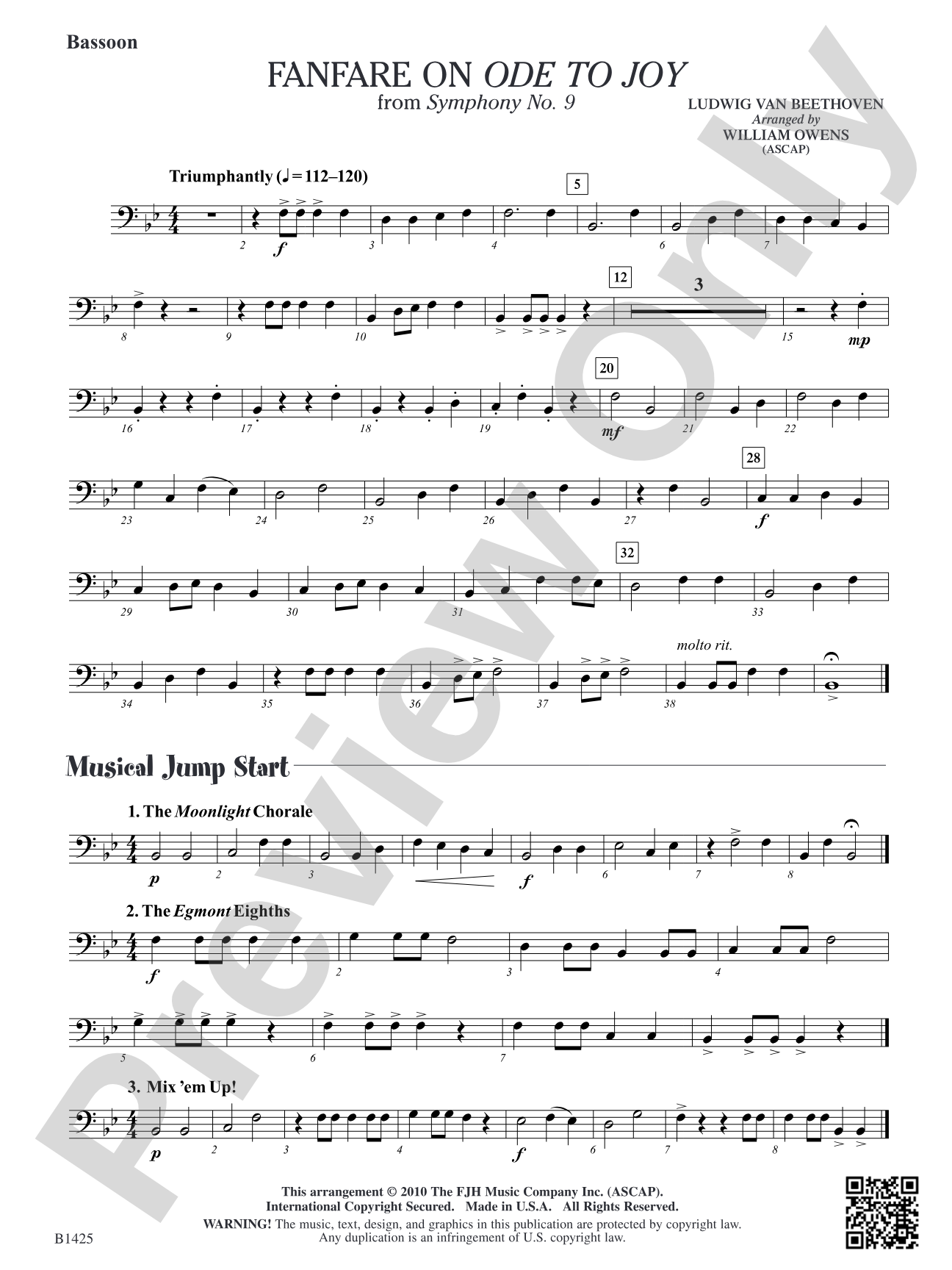 Fanfare on "Ode to Joy" from Symphony No. 9: Bassoon