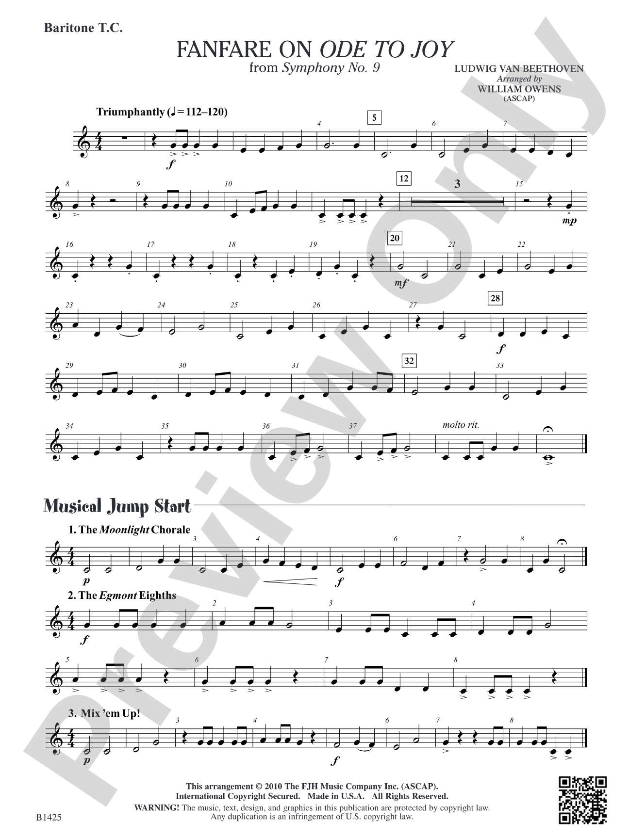 Fanfare on "Ode to Joy" from Symphony No. 9: Baritone T.C.