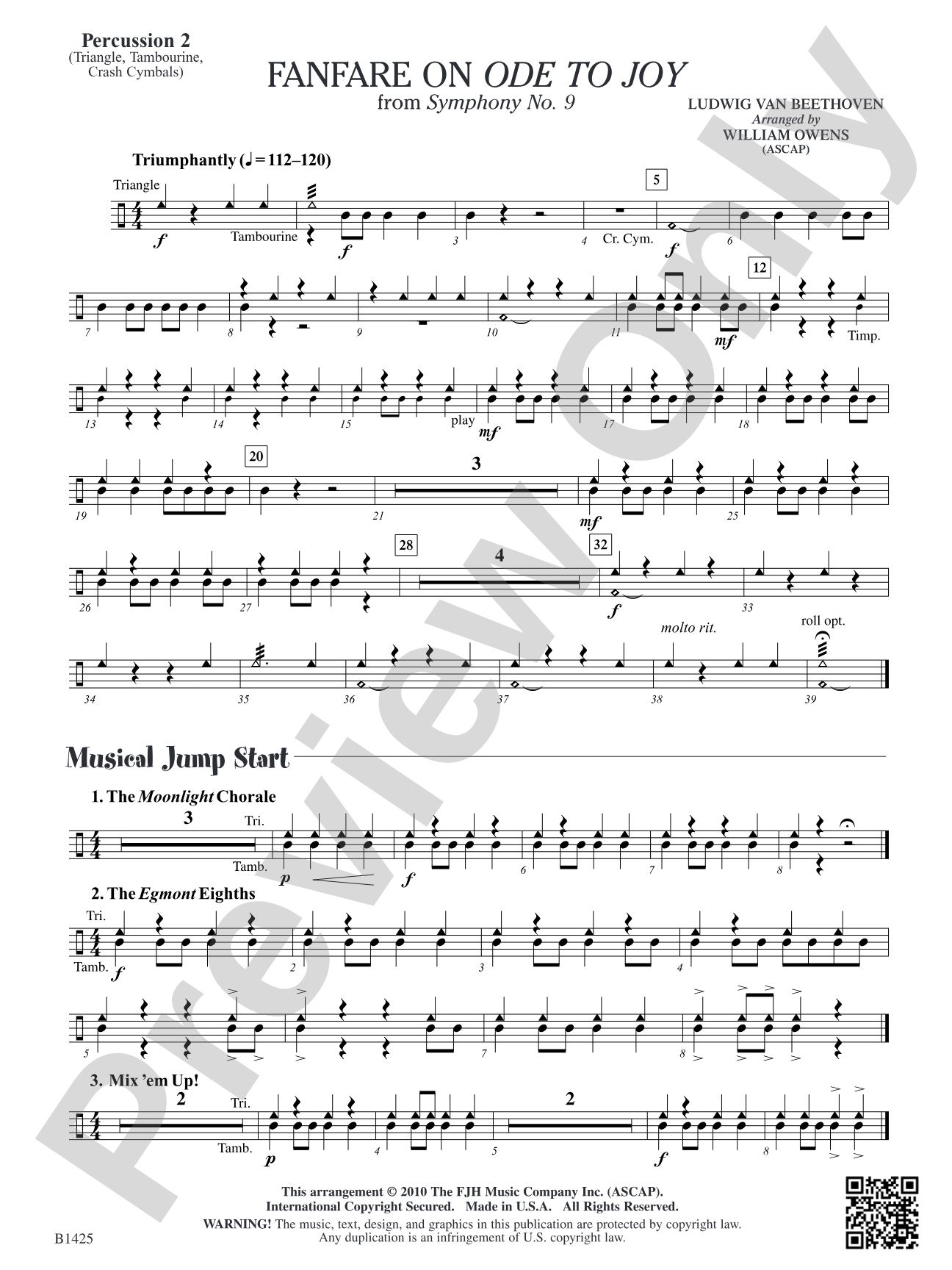 Fanfare on "Ode to Joy" from Symphony No. 9: Percussion 2