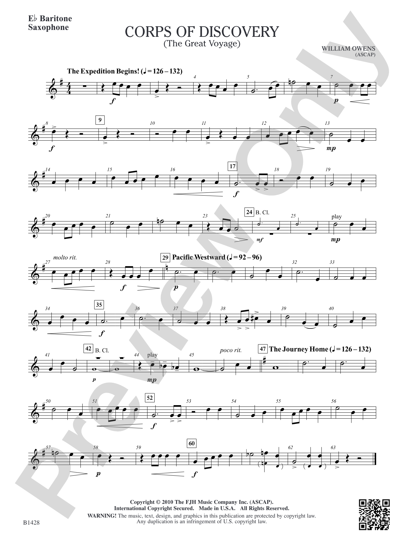 Corps of Discovery (The Great Voyage): E-flat Baritone Saxophone