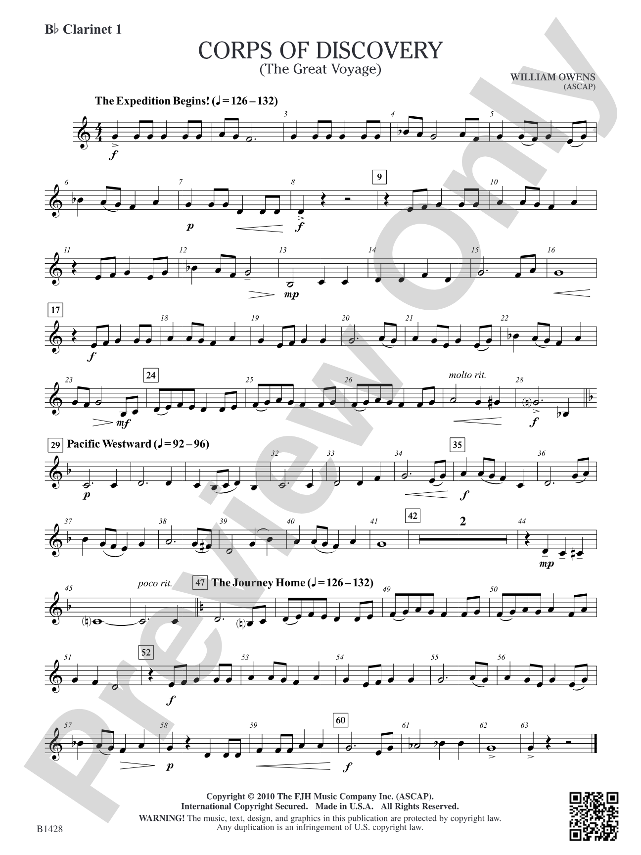 Corps of Discovery (The Great Voyage): B-flat Clarinet 1
