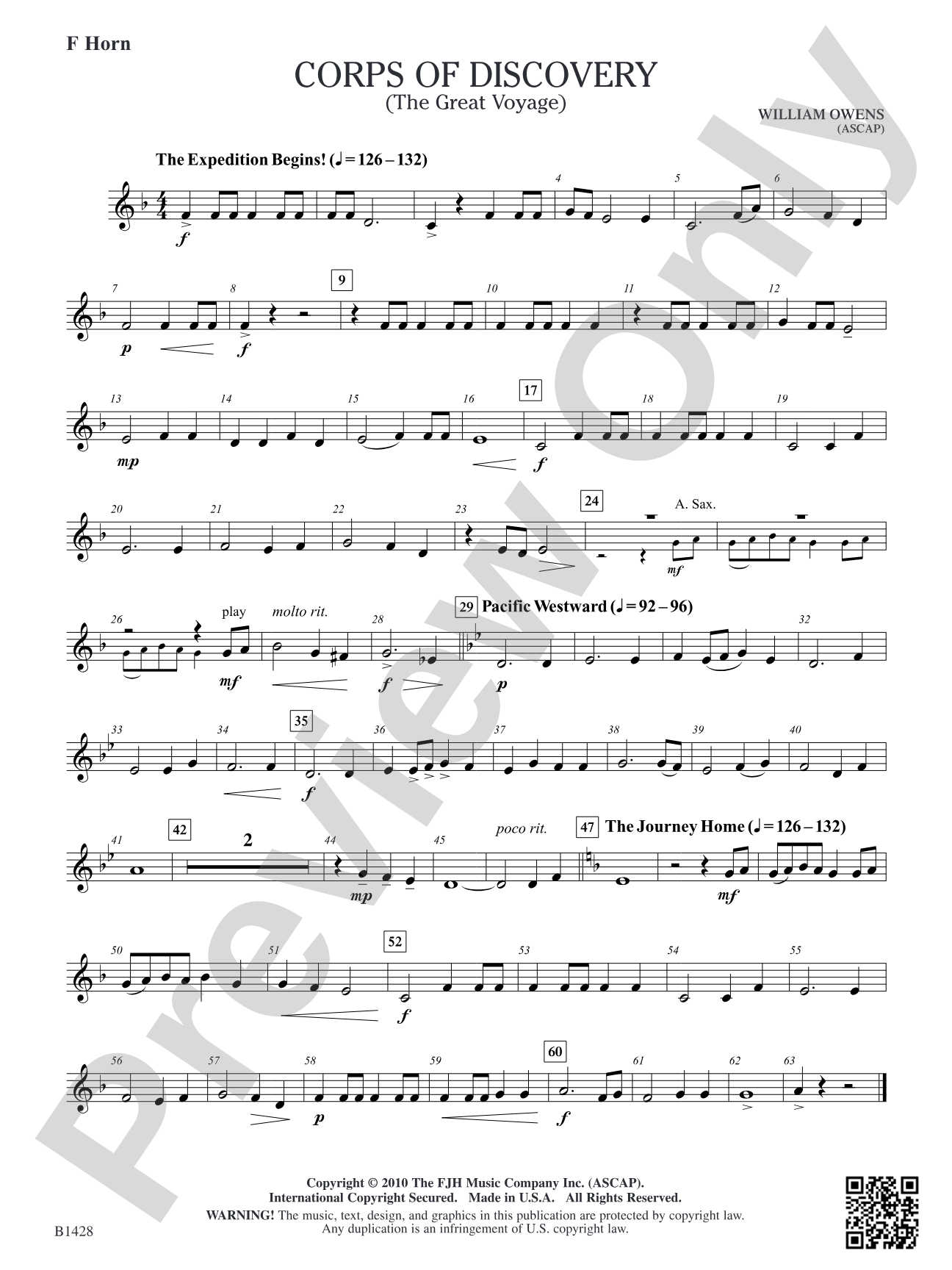 Corps of Discovery (The Great Voyage): F Horn