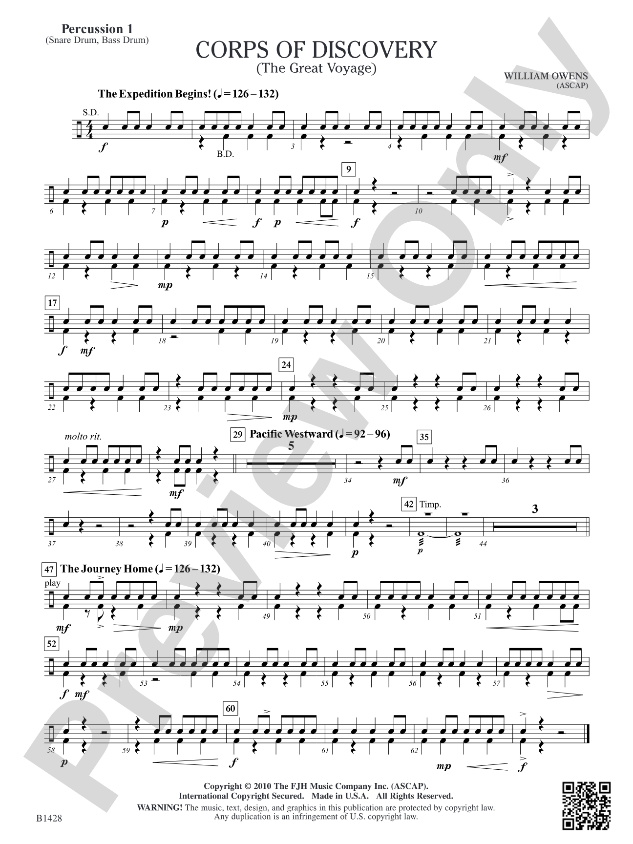 Corps of Discovery (The Great Voyage): Percussion 1