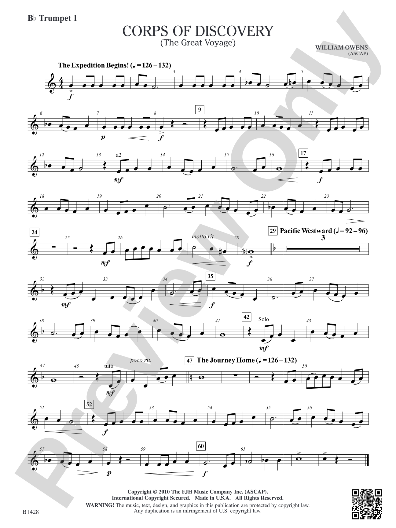 Corps of Discovery (The Great Voyage): B-flat Trumpet 1