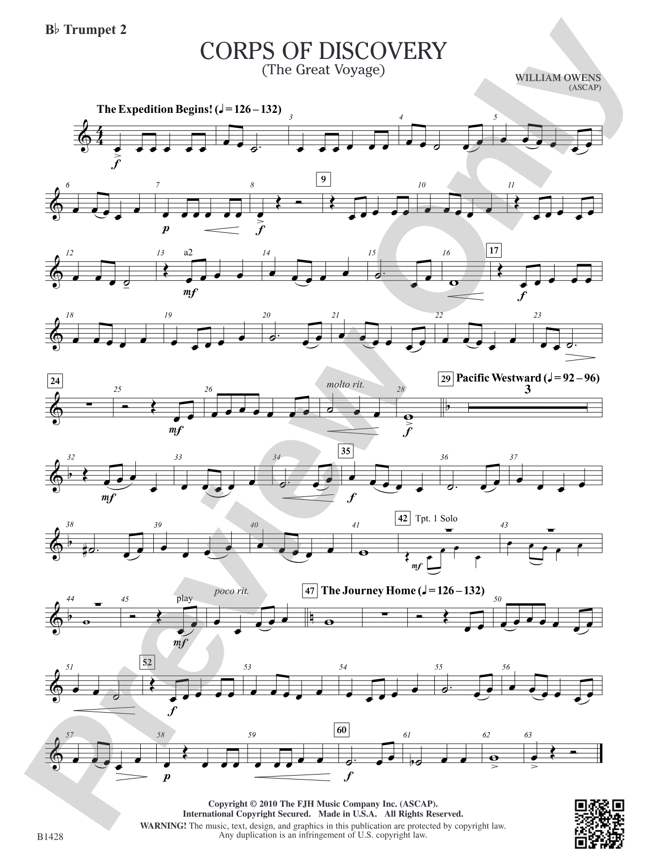 Corps of Discovery (The Great Voyage): B-flat Trumpet 2
