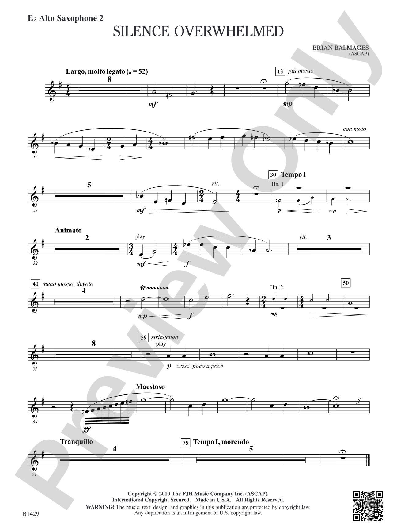 Silence Overwhelmed: E-flat Alto Saxophone 2