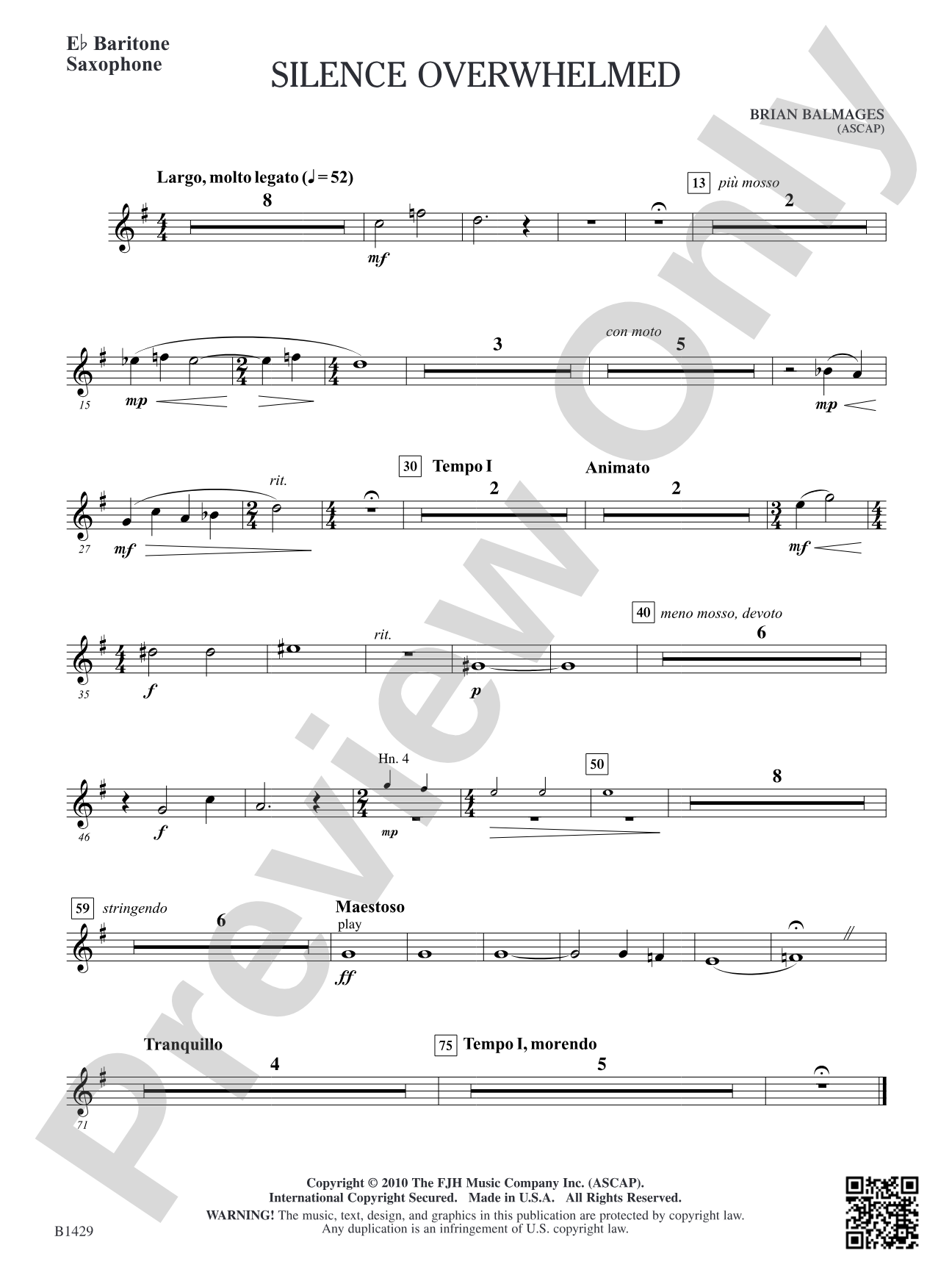Silence Overwhelmed: E-flat Baritone Saxophone