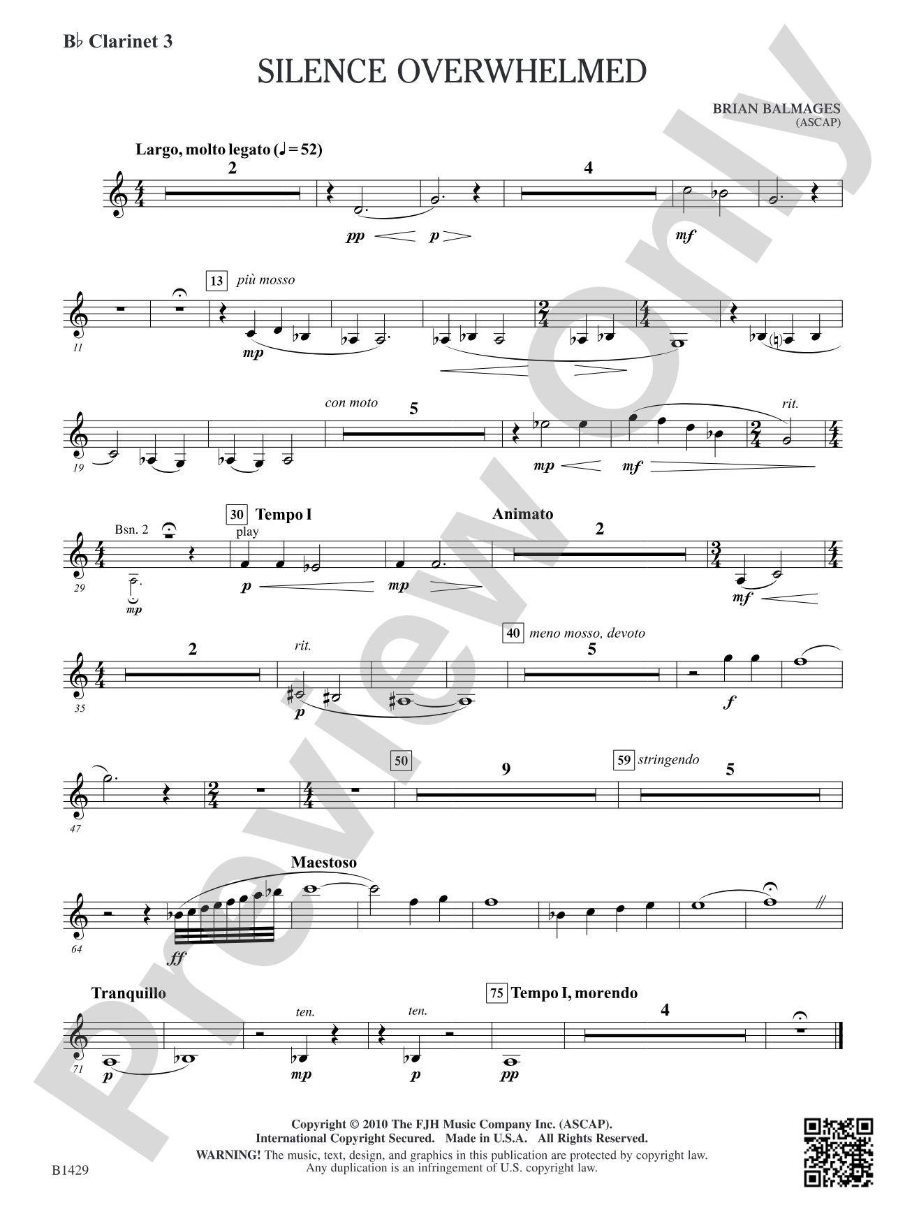 Silence Overwhelmed: B-flat Clarinet 3