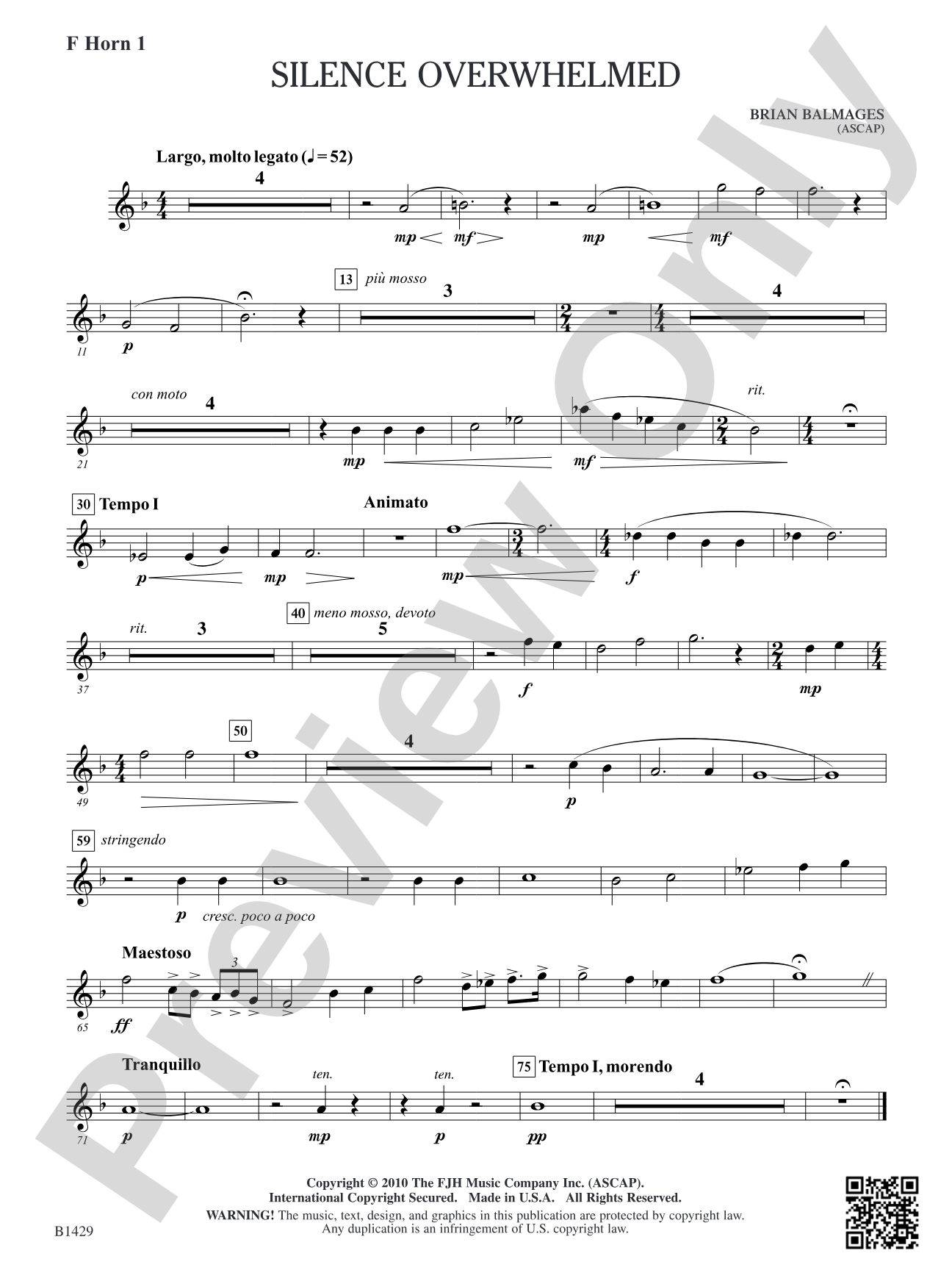 Silence Overwhelmed: F Horn 1