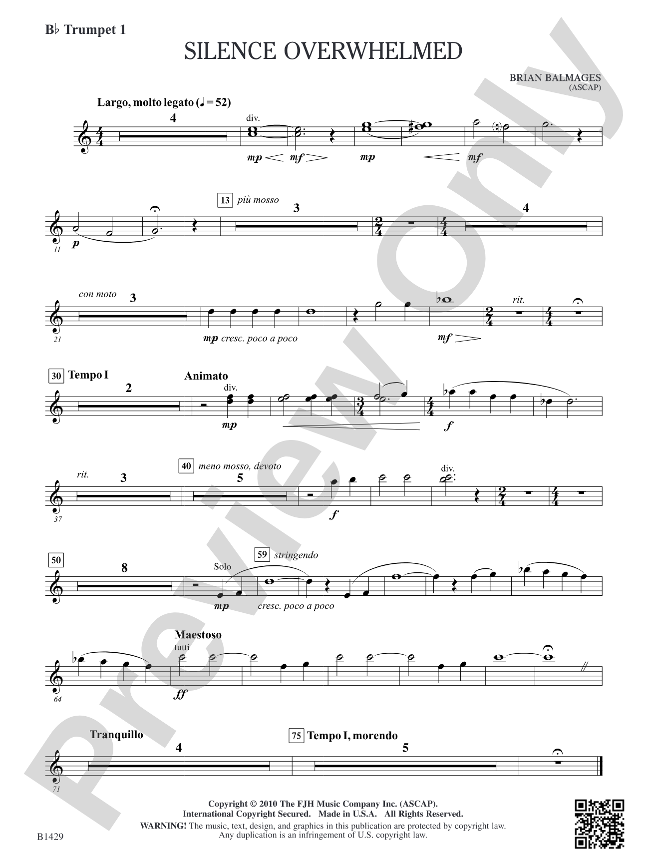 Silence Overwhelmed: B-flat Trumpet 1