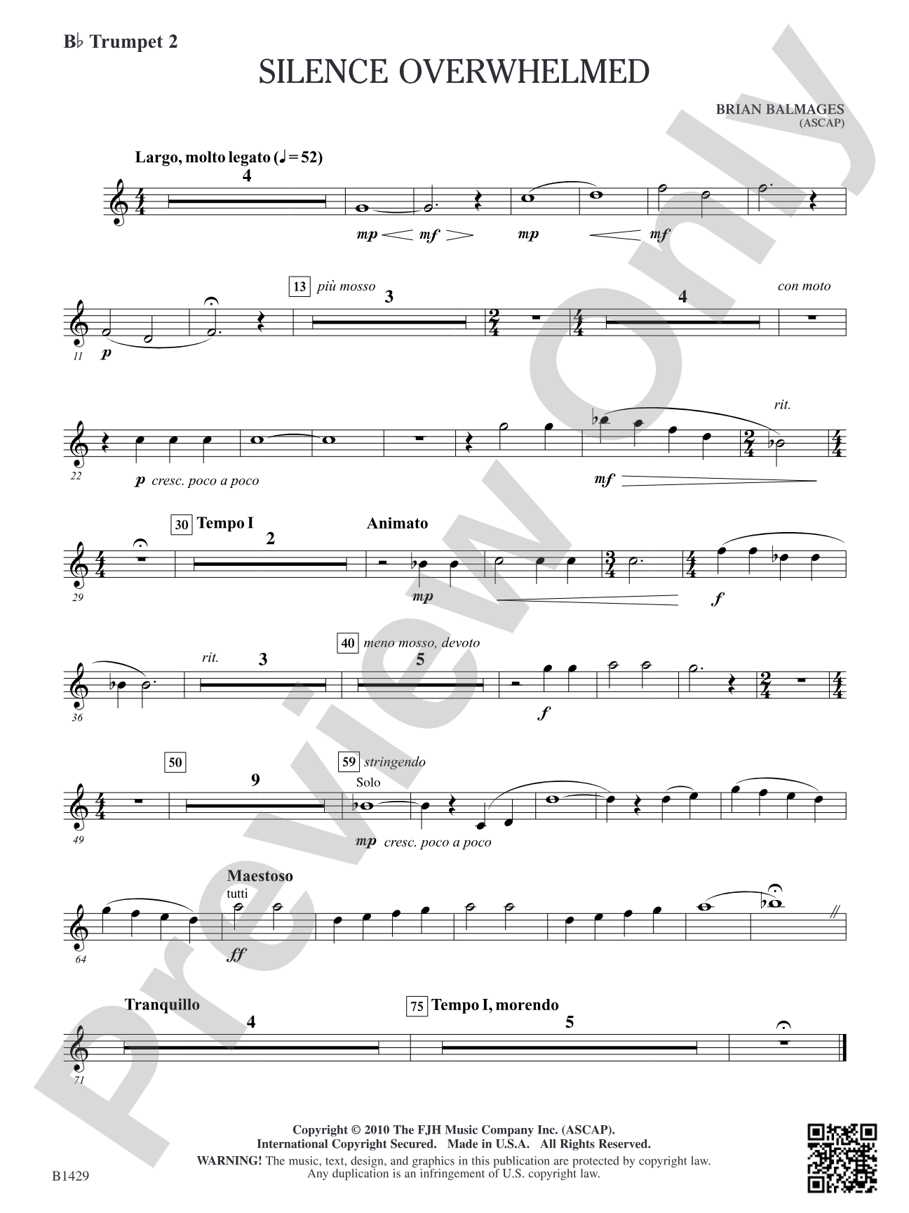 Silence Overwhelmed: B-flat Trumpet 2