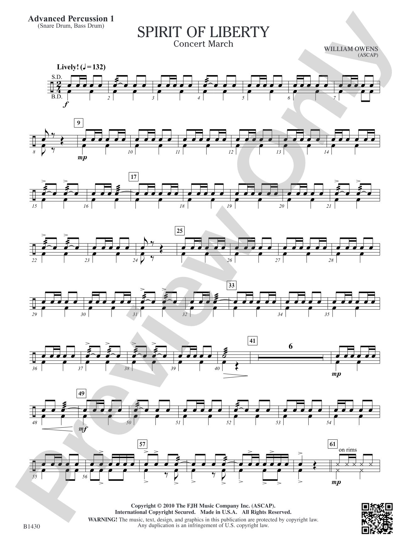 Spirit of Liberty: Advanced Percussion 1