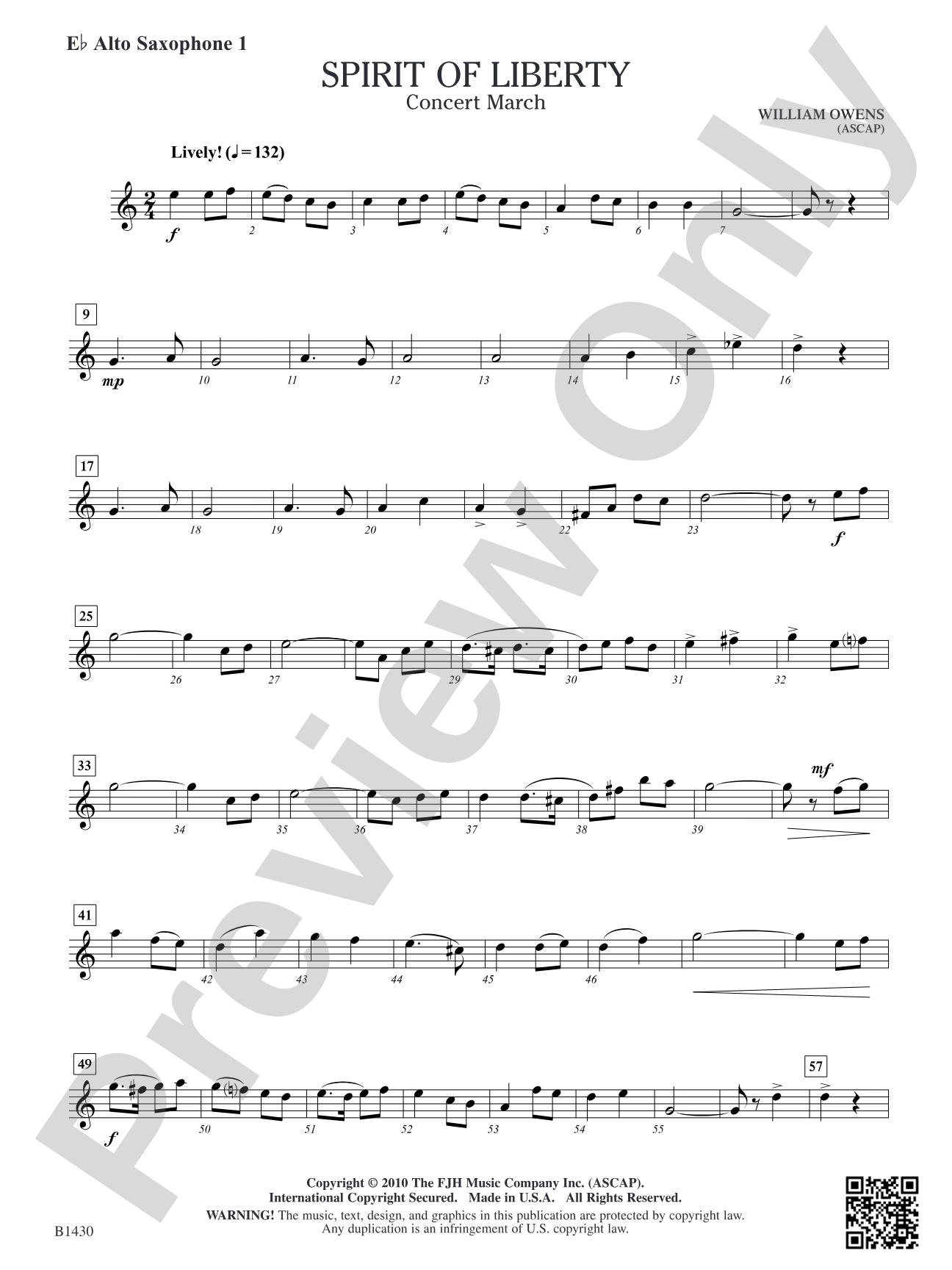 Spirit of Liberty: E-flat Alto Saxophone 1