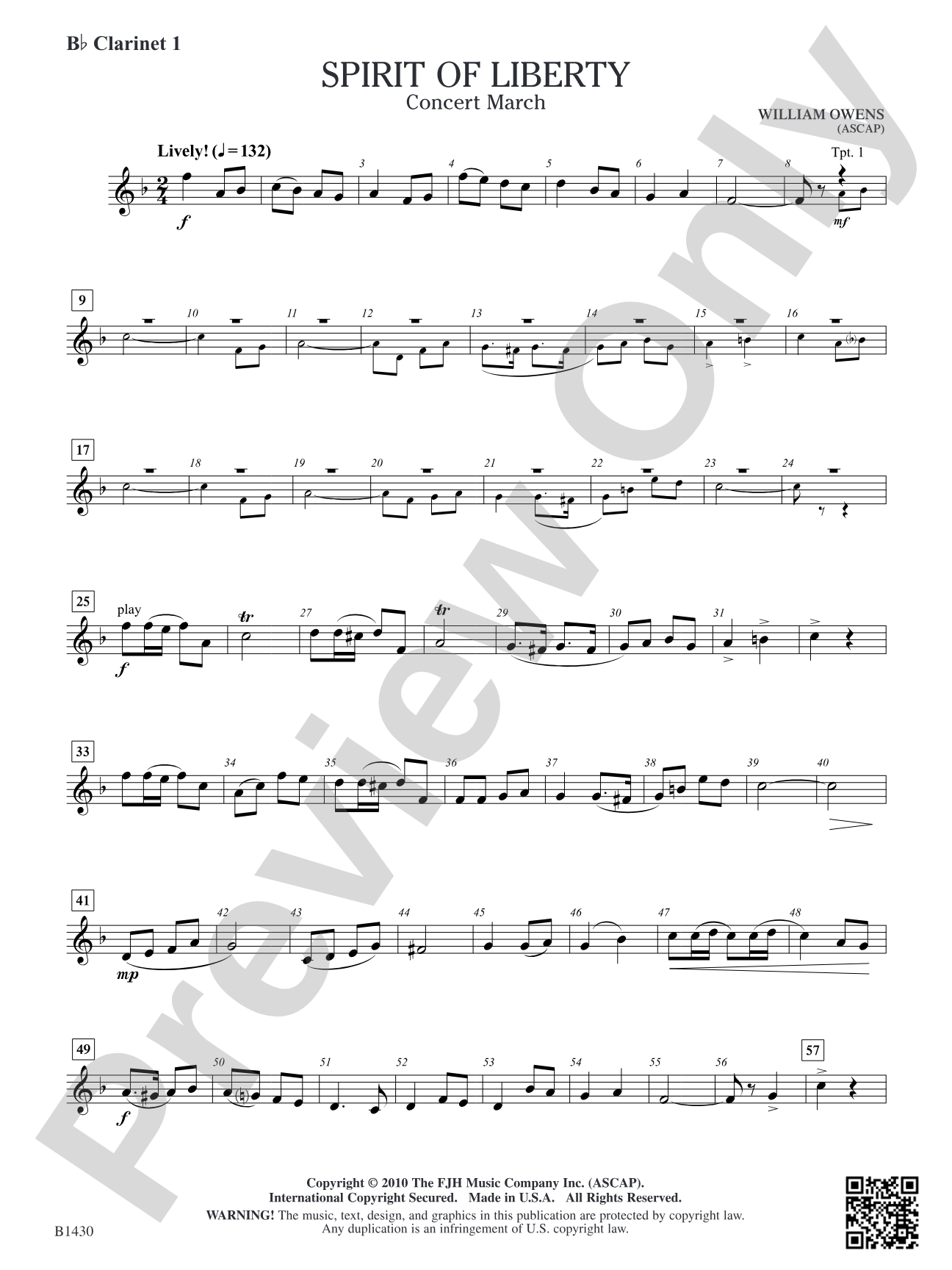 Spirit of Liberty: B-flat Clarinet 1