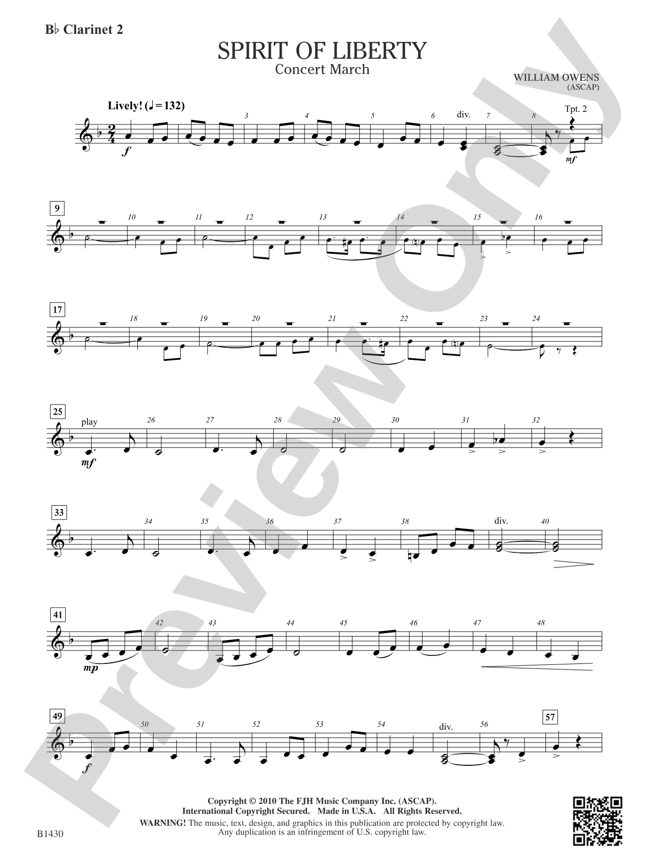 Spirit of Liberty: B-flat Clarinet 2