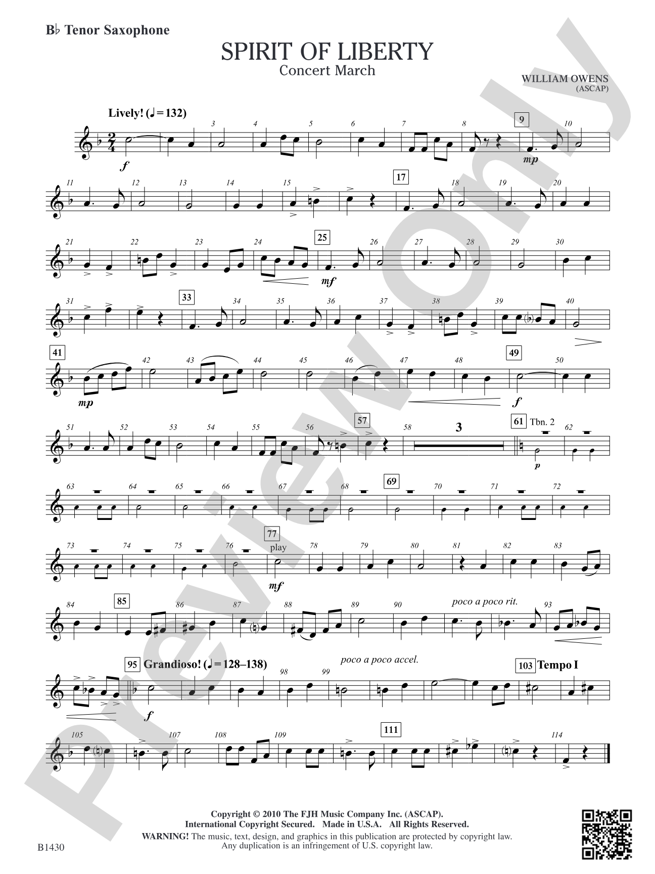 Spirit of Liberty: B-flat Tenor Saxophone