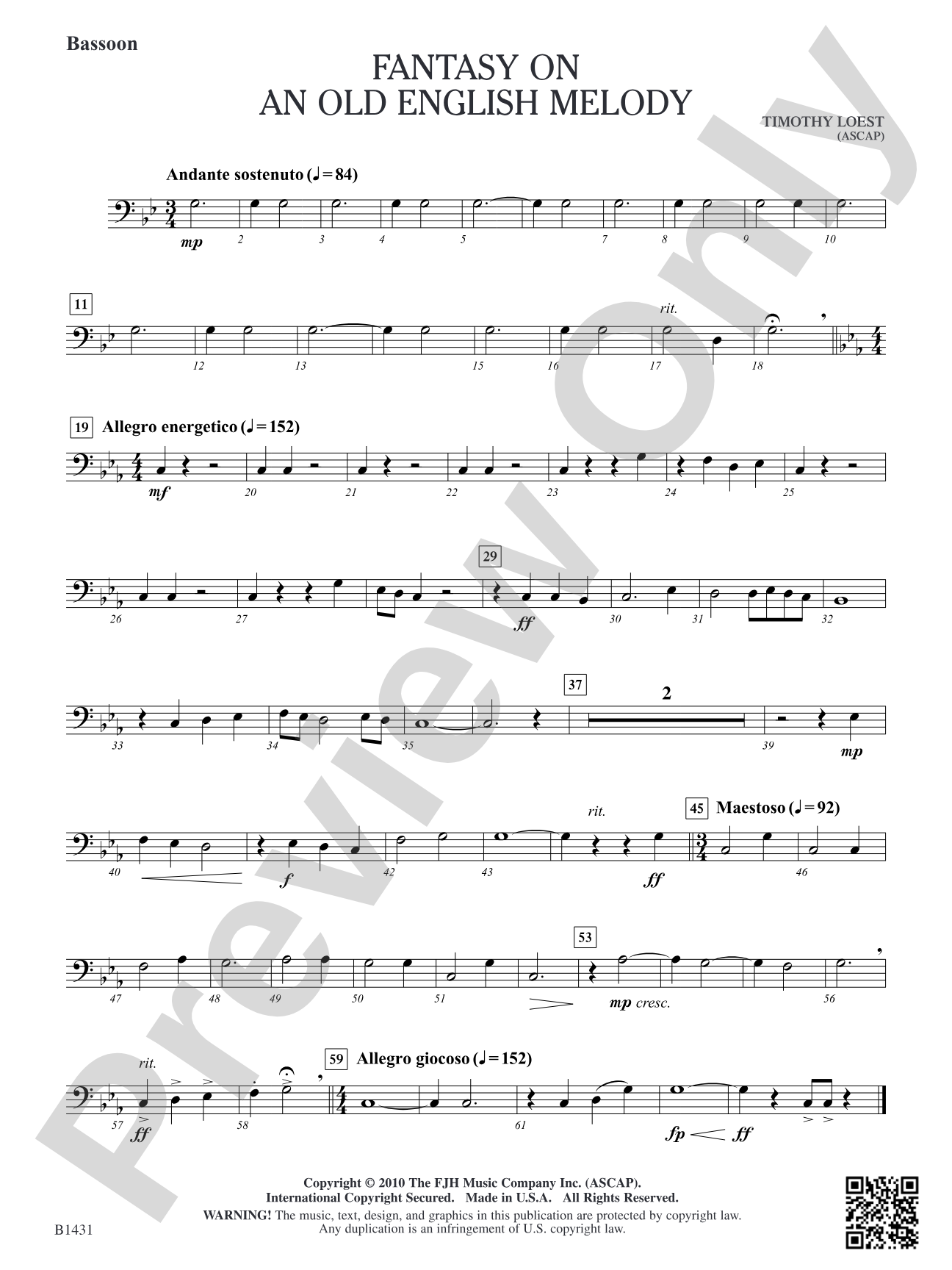 Fantasy on an Old English Melody: Bassoon
