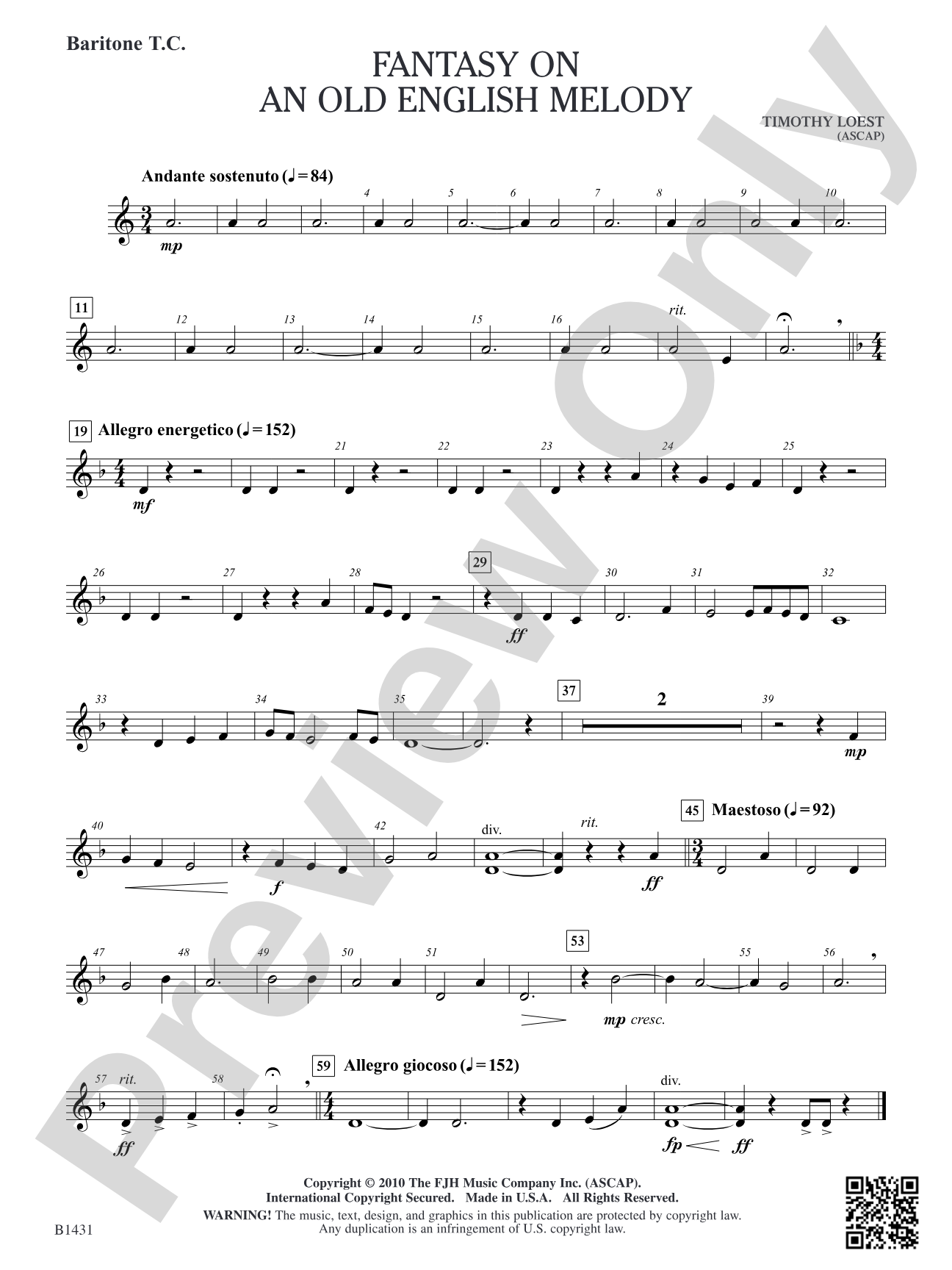 Fantasy on an Old English Melody: Baritone T.C.