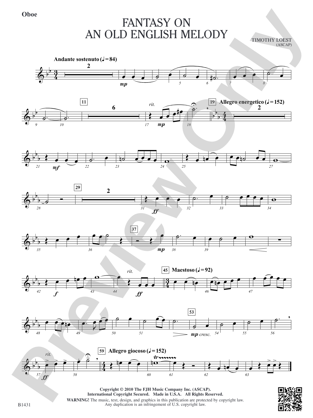 Fantasy on an Old English Melody: Oboe
