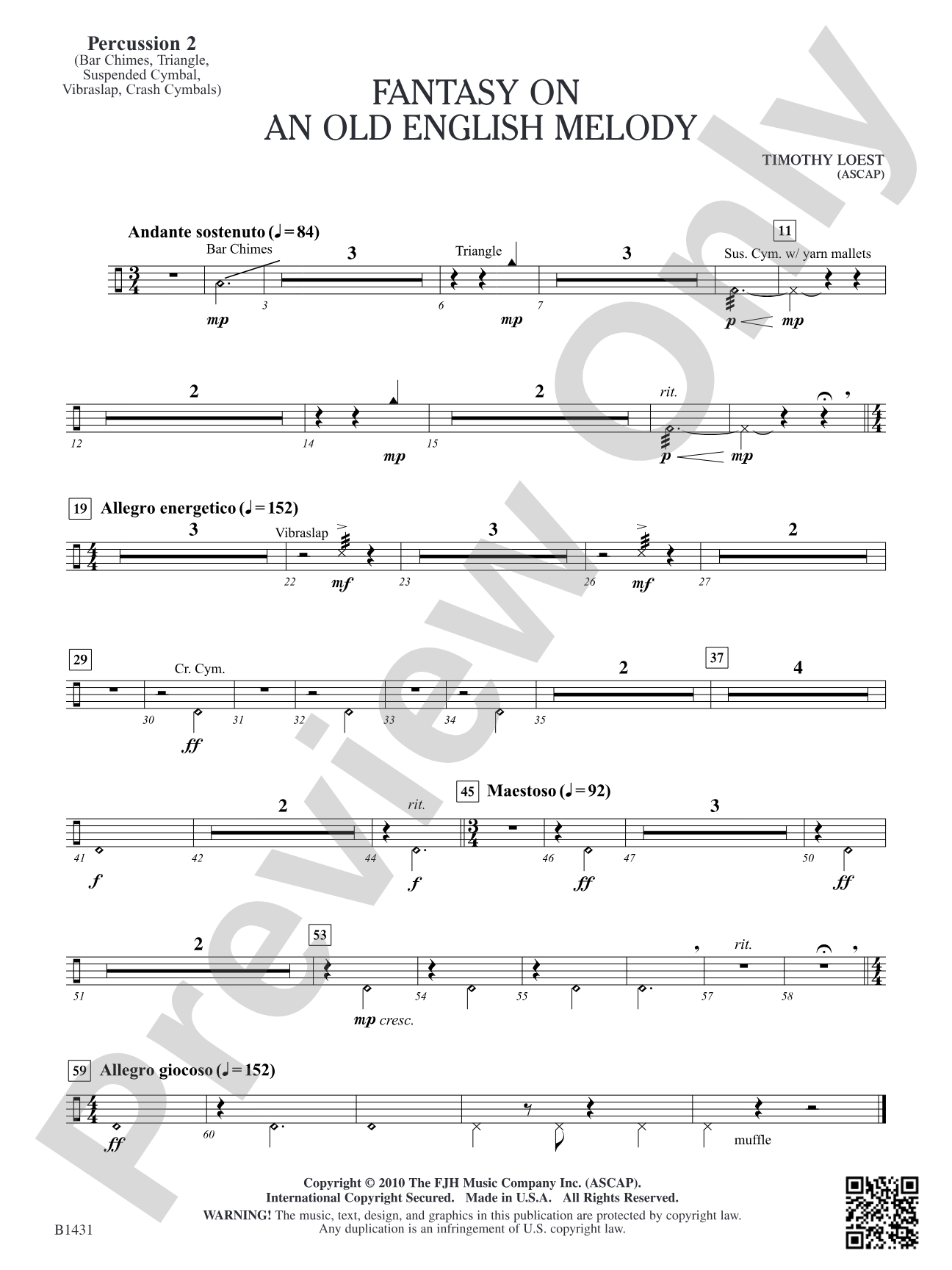 Fantasy on an Old English Melody: Percussion 2