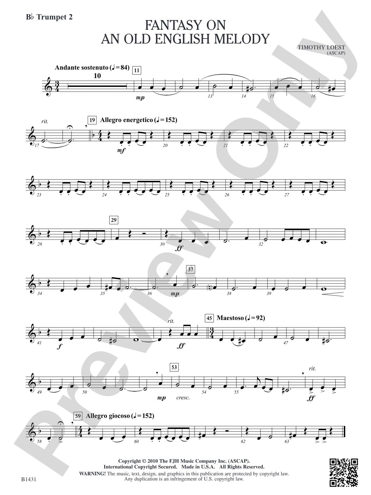 Fantasy on an Old English Melody: B-flat Trumpet 2