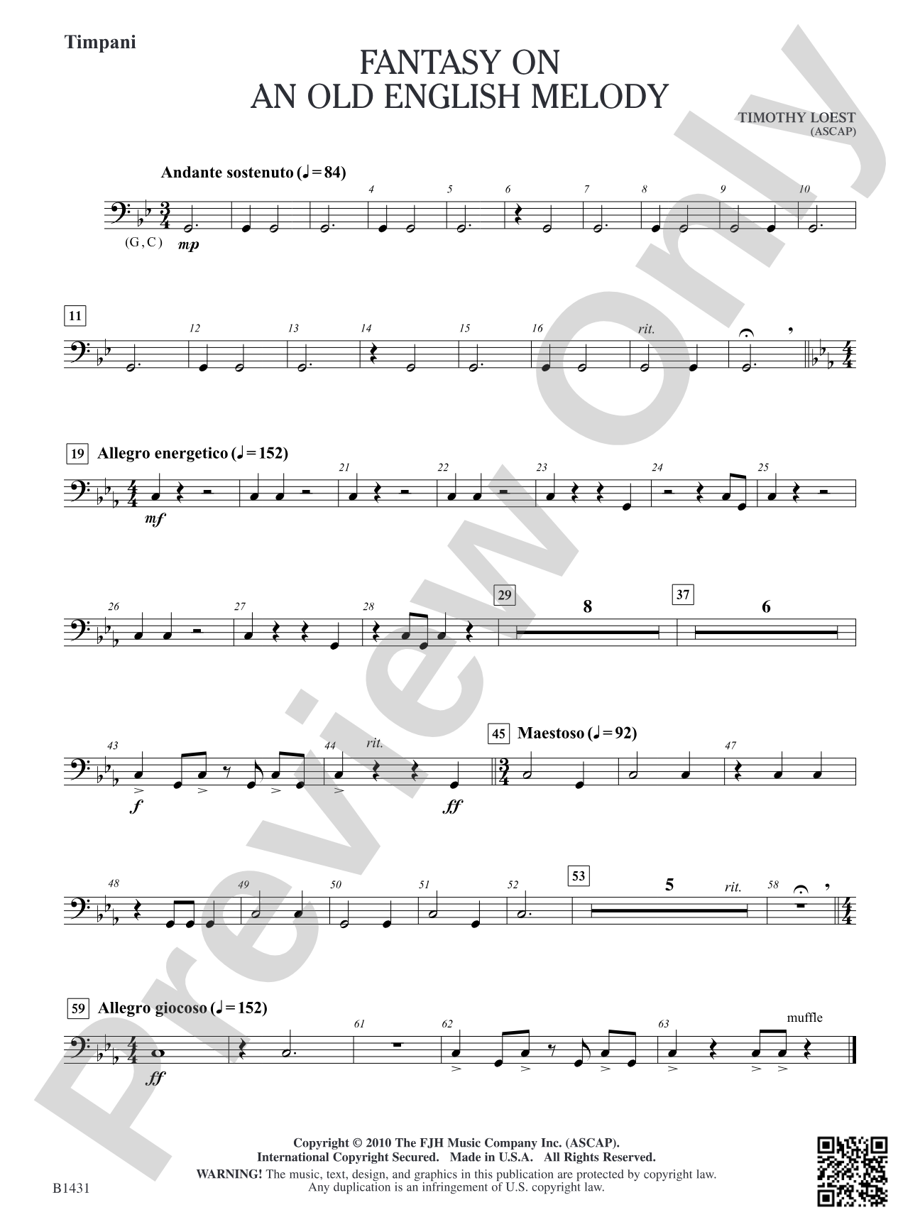 Fantasy on an Old English Melody: Timpani