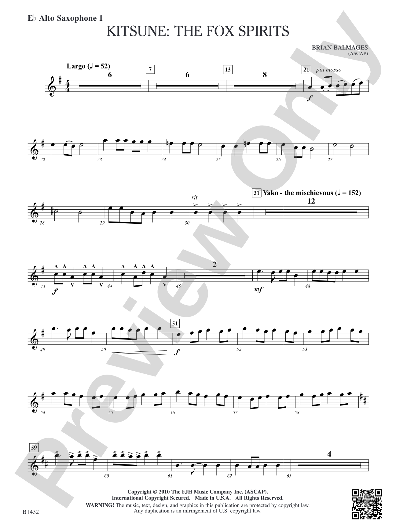 Kitsune: The Fox Spirits: E-flat Alto Saxophone 1