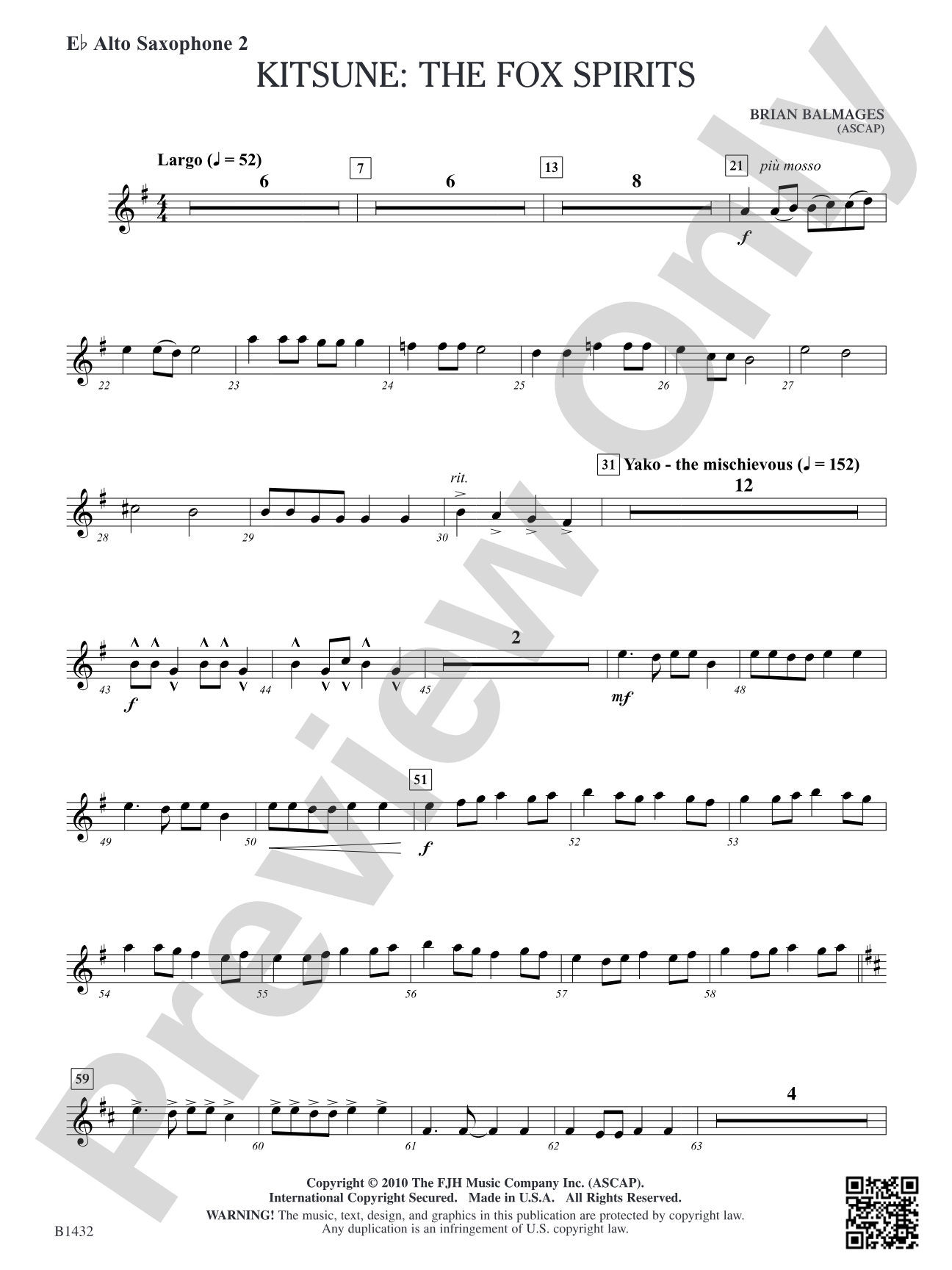 Kitsune: The Fox Spirits: E-flat Alto Saxophone 2