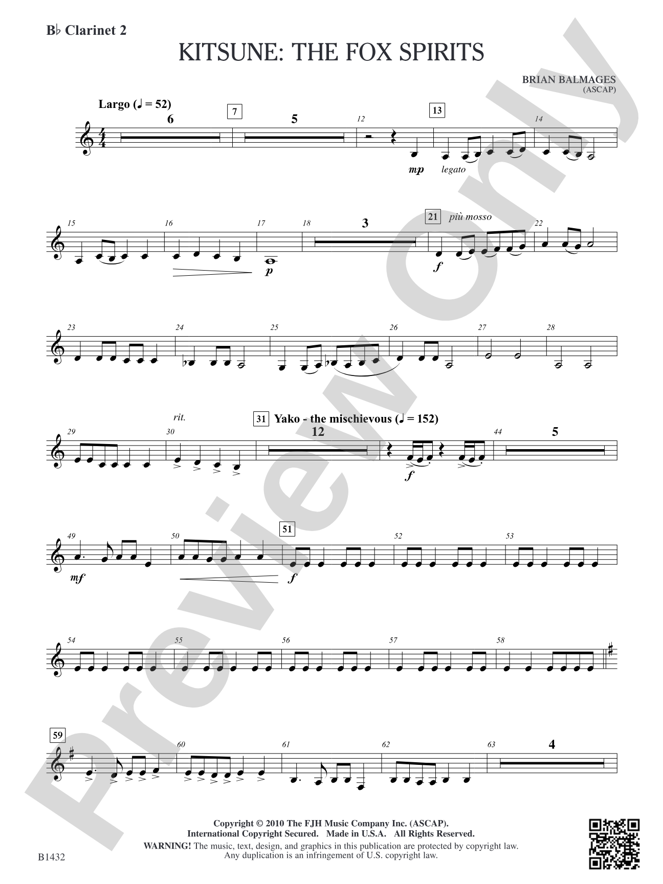 Kitsune: The Fox Spirits: B-flat Clarinet 2