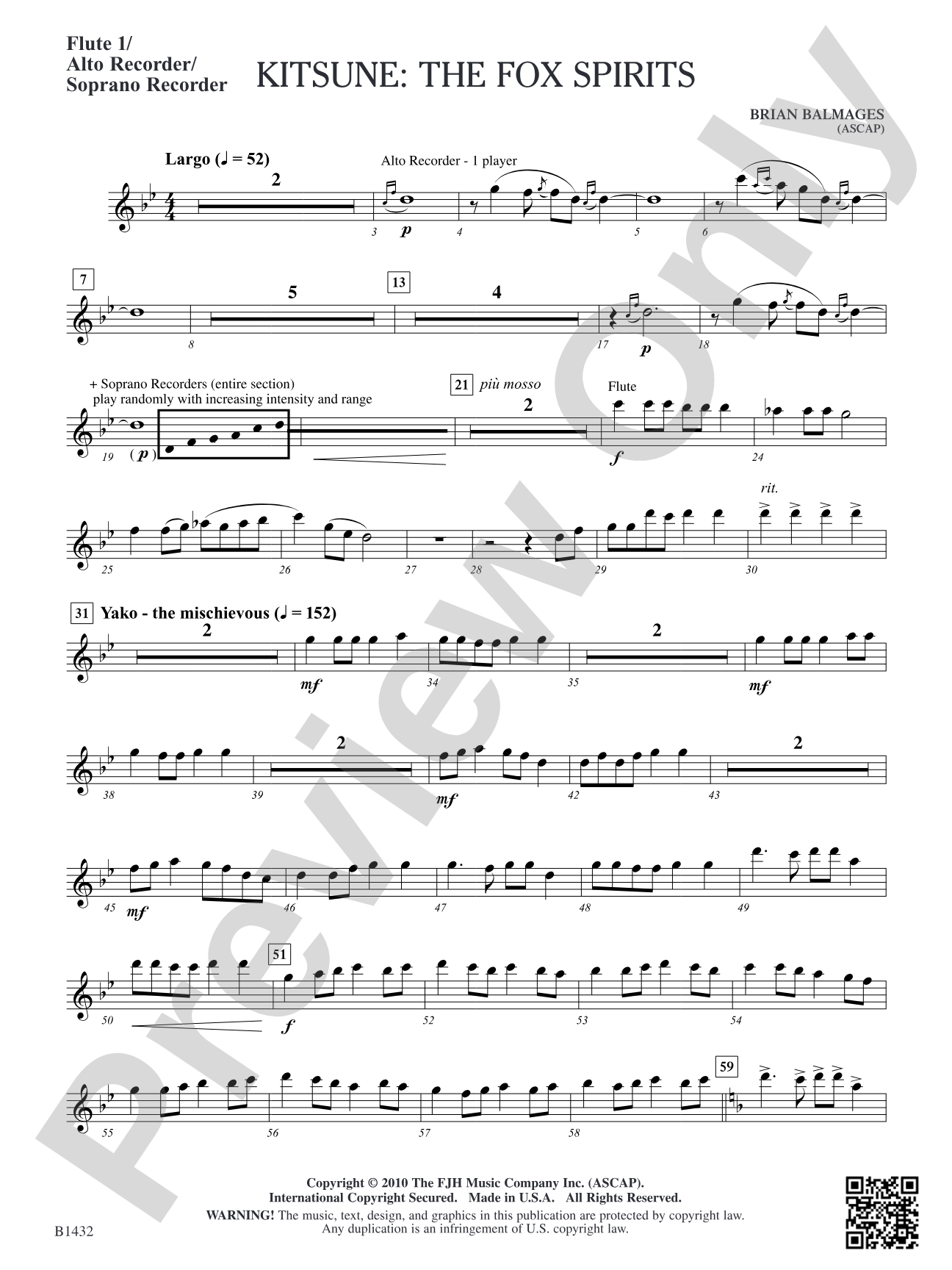 Kitsune: The Fox Spirits: Flute 1/Alto Recorder/Soprano Recorder
