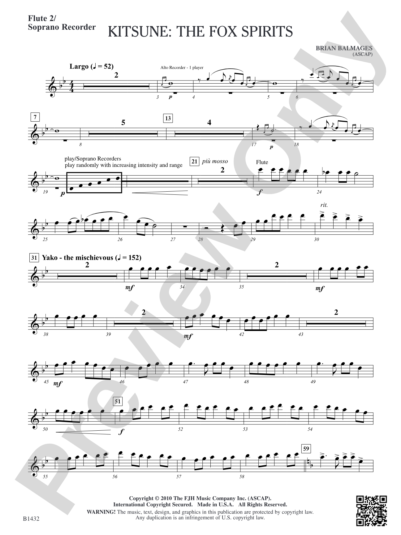 Kitsune: The Fox Spirits: Flute 2/Soprano Recorder