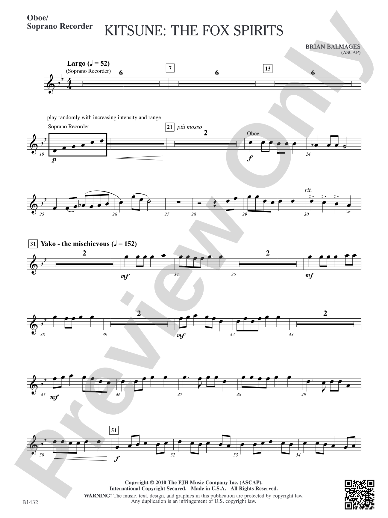 Kitsune: The Fox Spirits: Oboe/Soprano Recorder