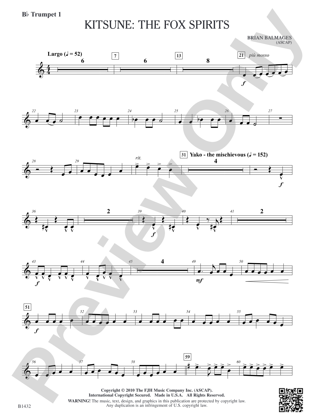 Kitsune: The Fox Spirits: B-flat Trumpet 1