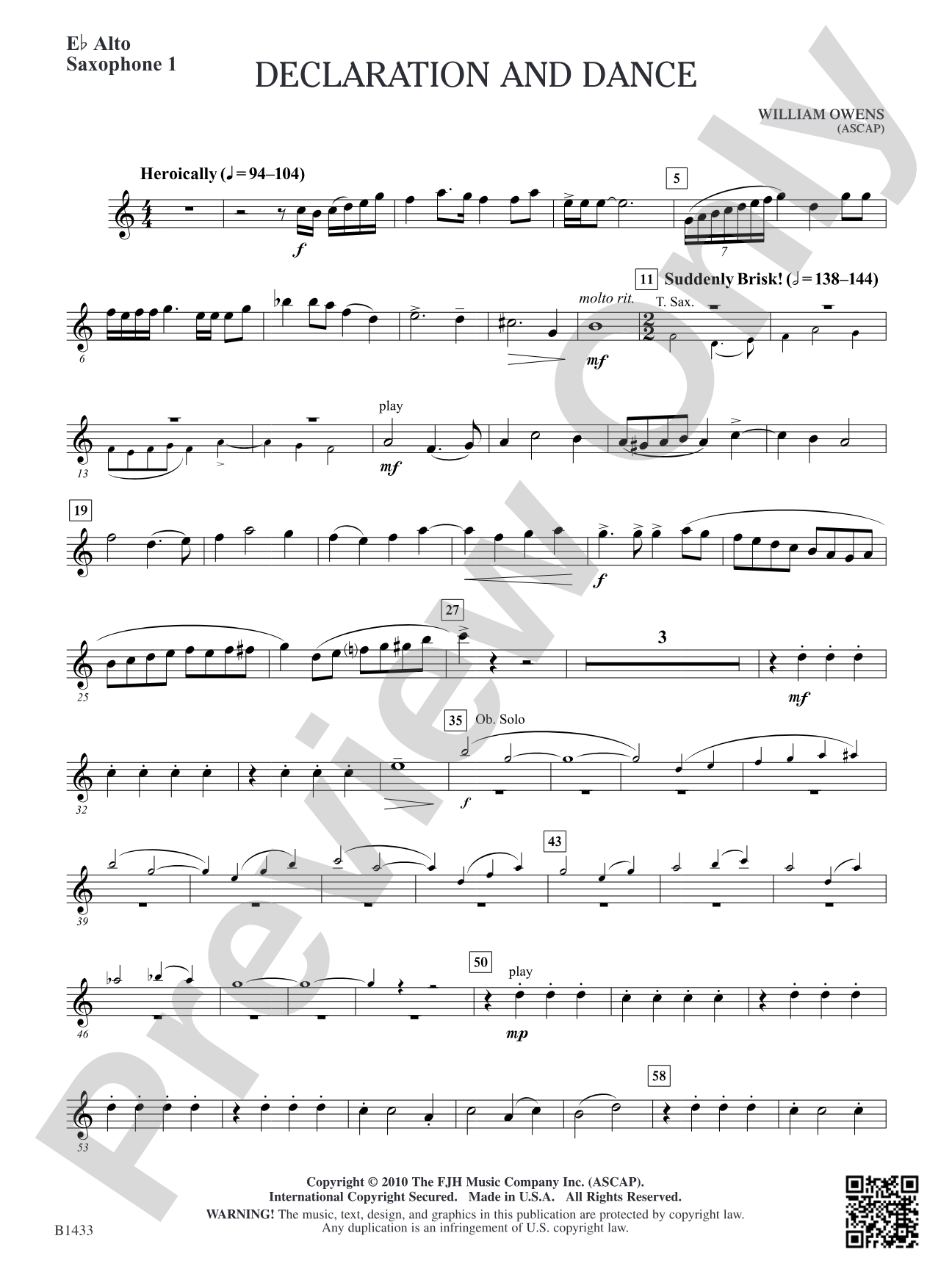 Declaration and Dance: E-flat Alto Saxophone 1