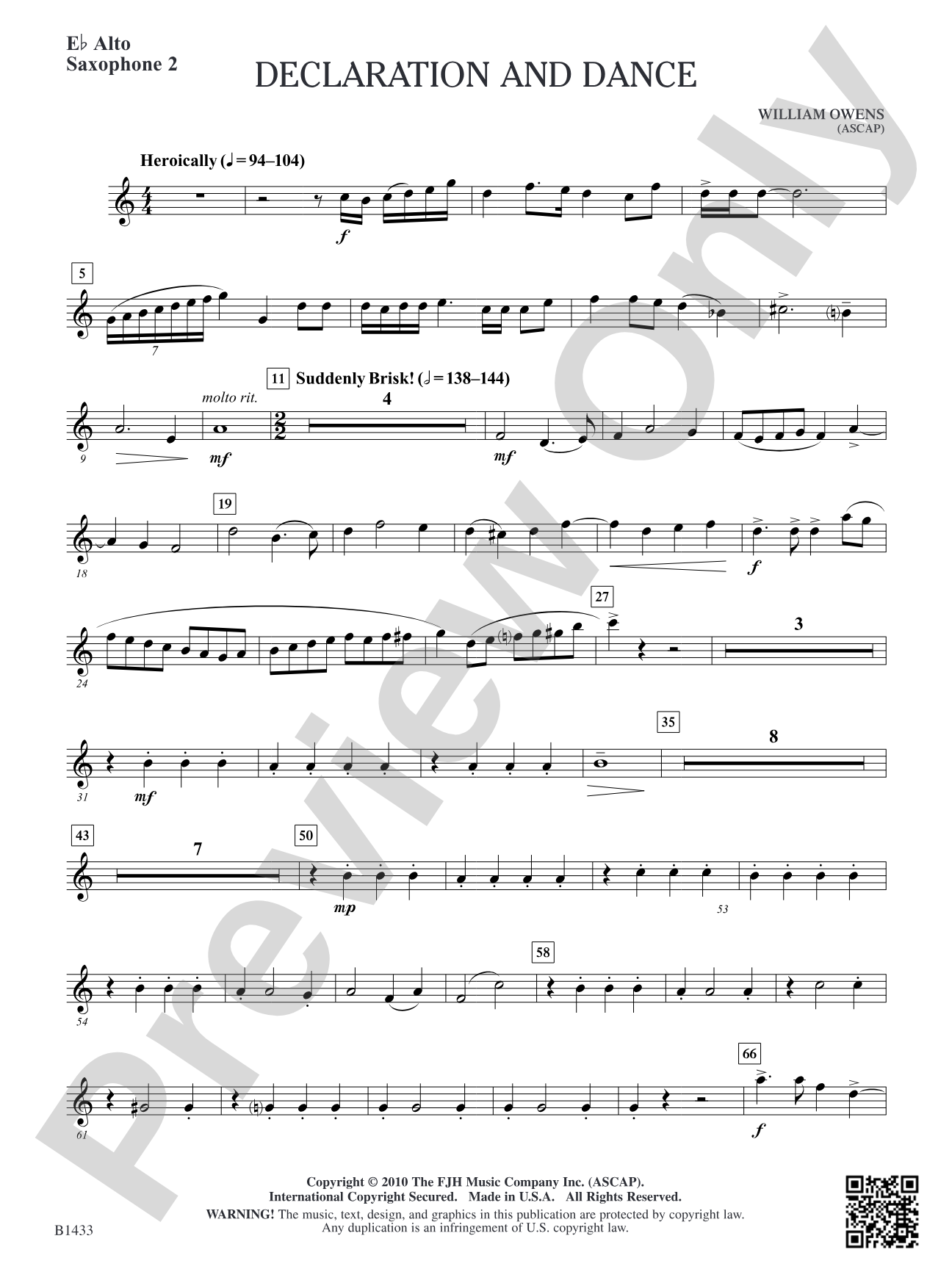 Declaration and Dance: E-flat Alto Saxophone 2