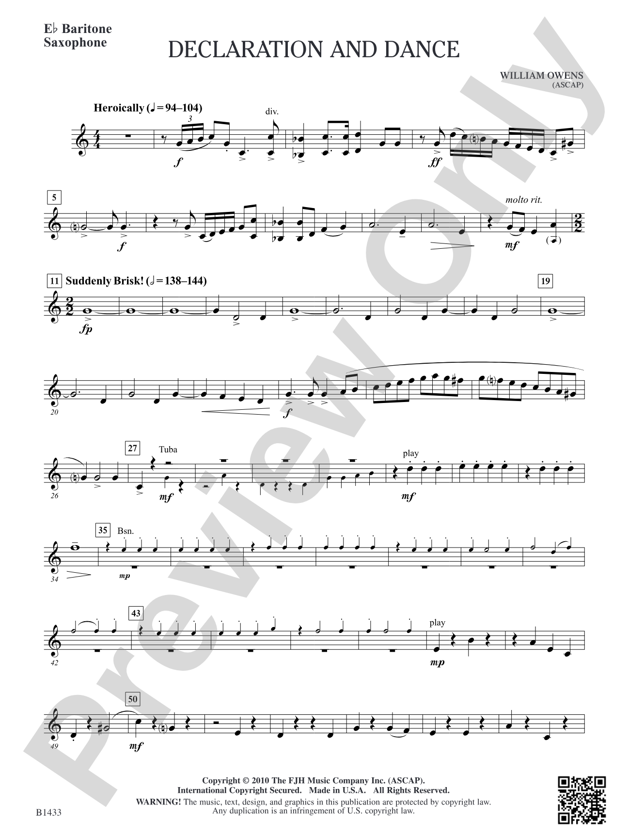 Declaration and Dance: E-flat Baritone Saxophone