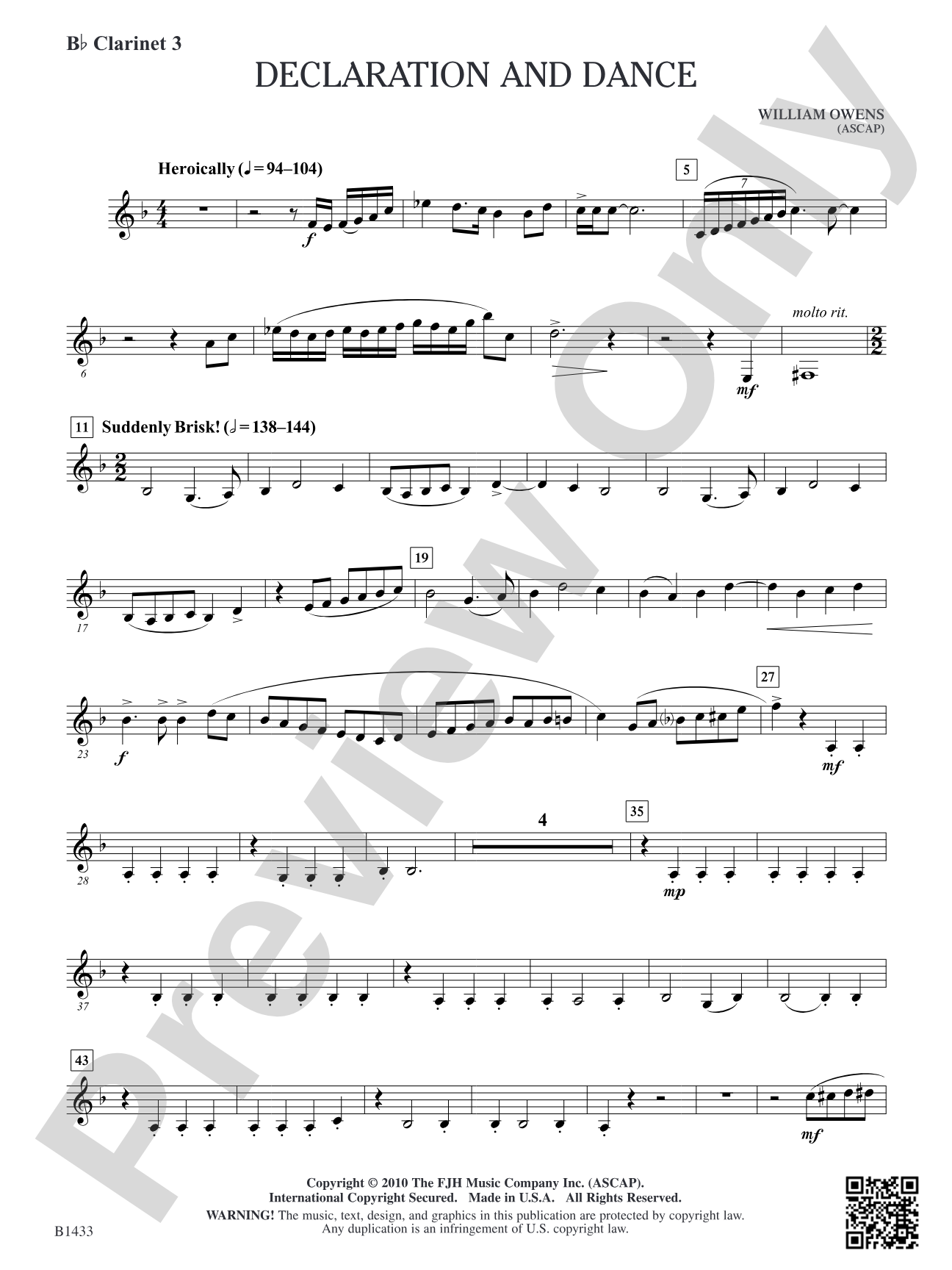 Declaration and Dance: B-flat Clarinet 3