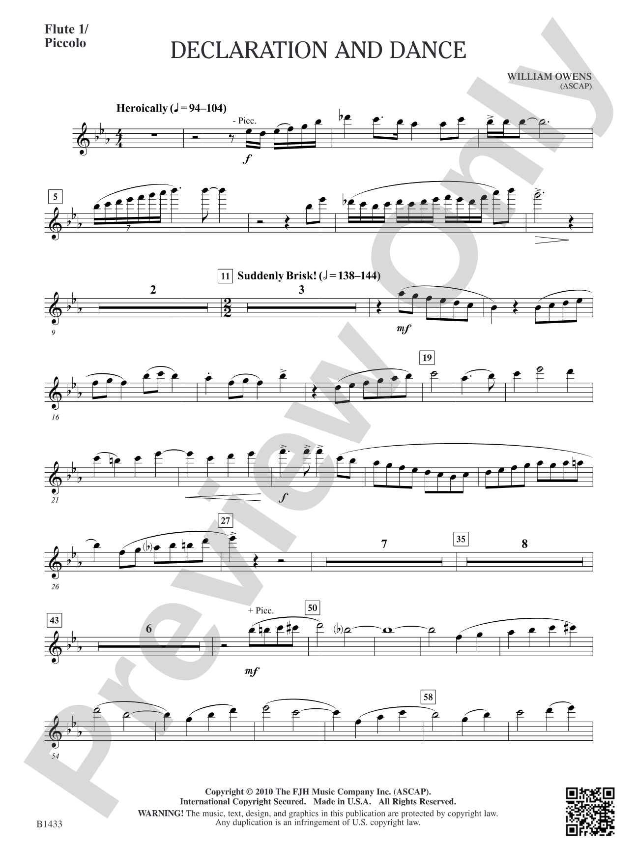 Declaration and Dance: Flute 1/Piccolo