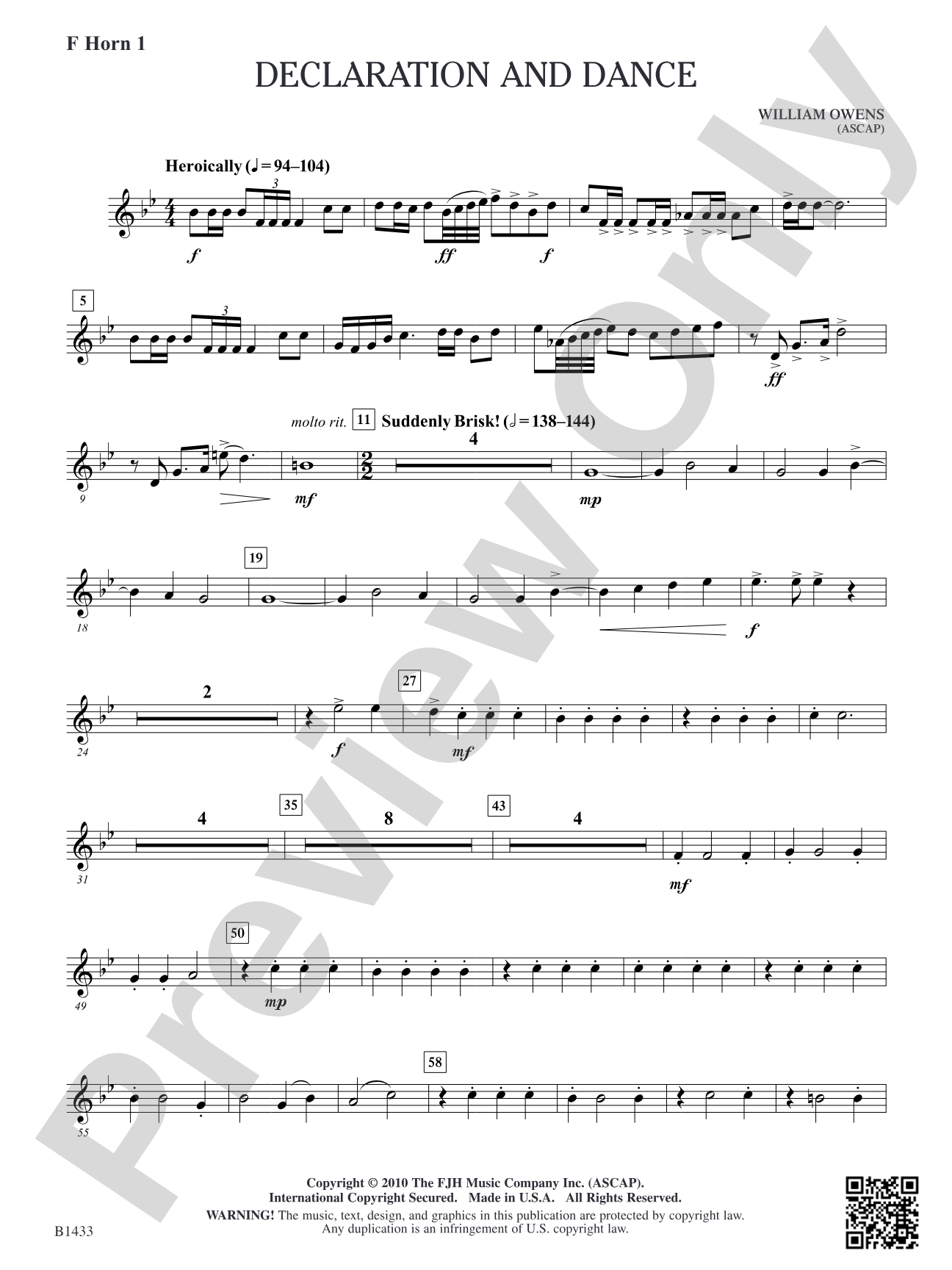 Declaration and Dance: F Horn 1