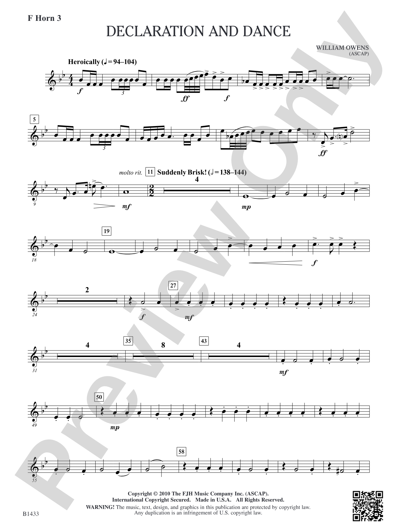 Declaration and Dance: F Horn 3