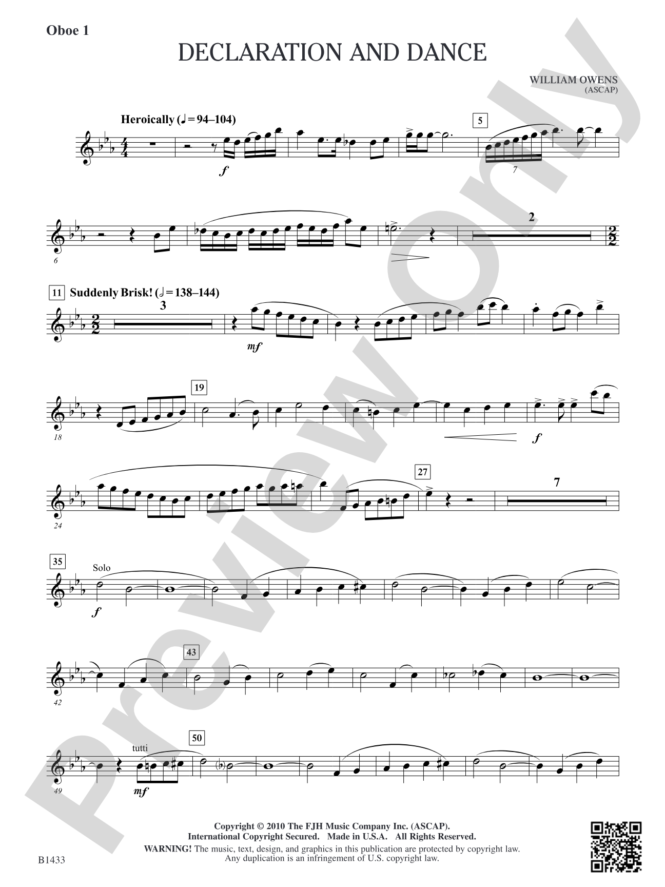 Declaration and Dance: Oboe 1