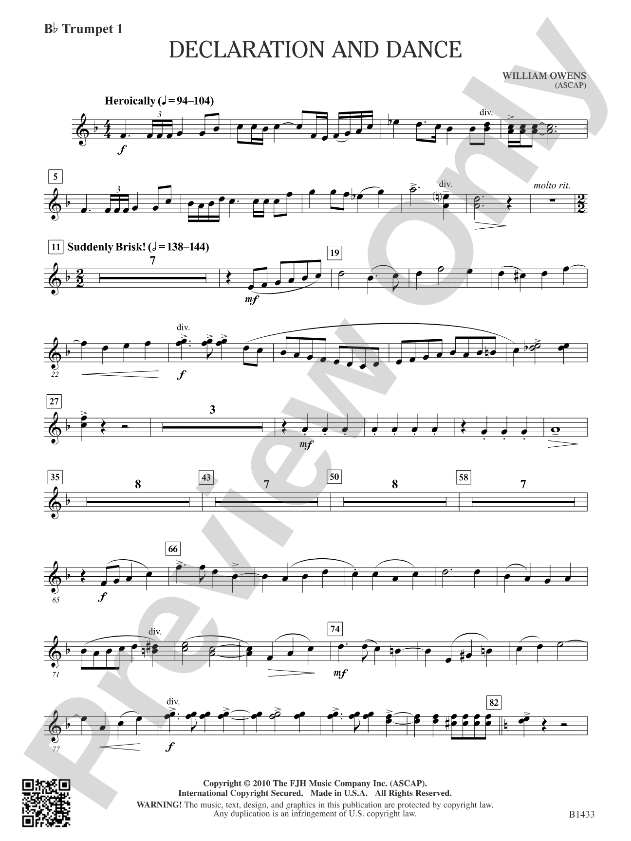 Declaration and Dance: B-flat Trumpet 1