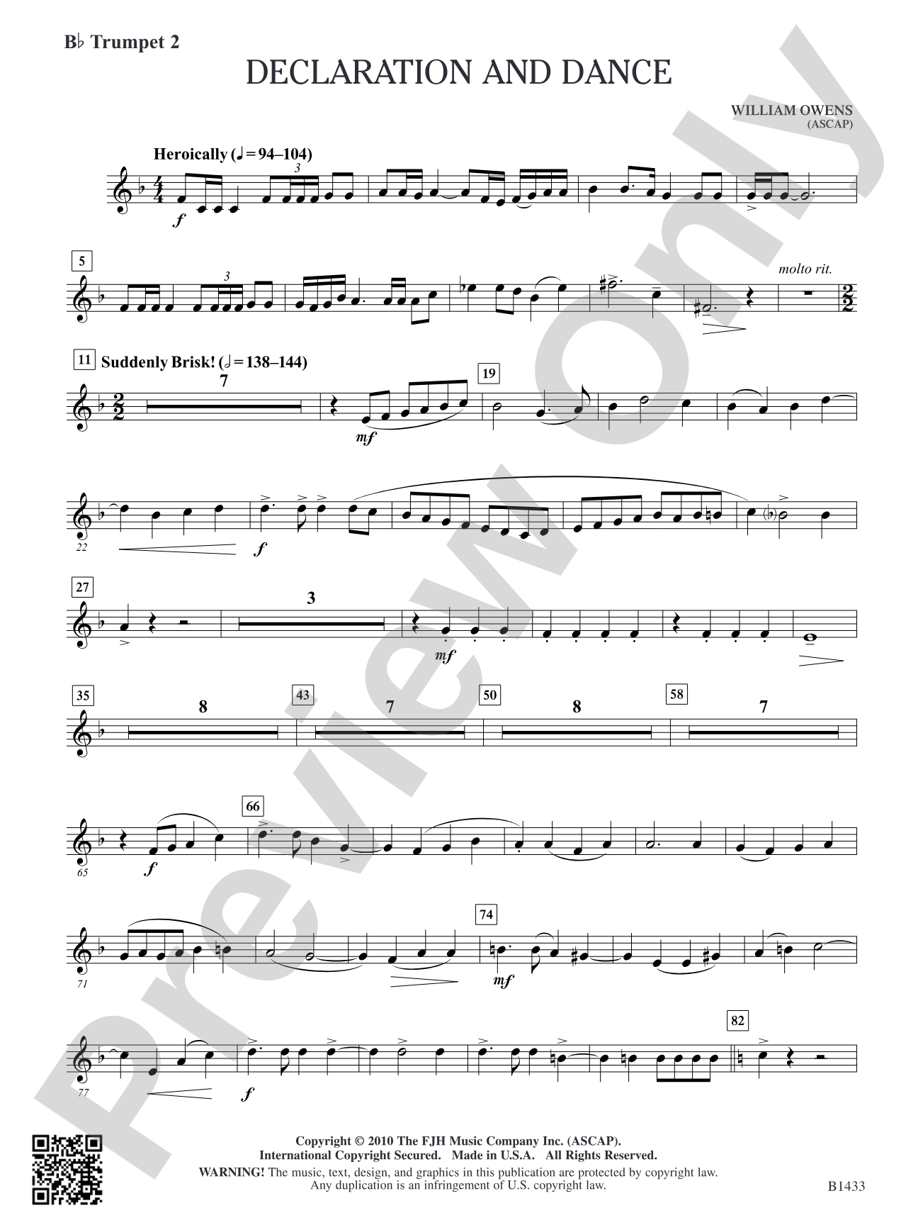 Declaration and Dance: B-flat Trumpet 2