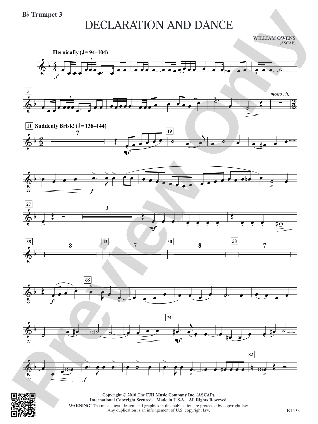 Declaration and Dance: B-flat Trumpet 3