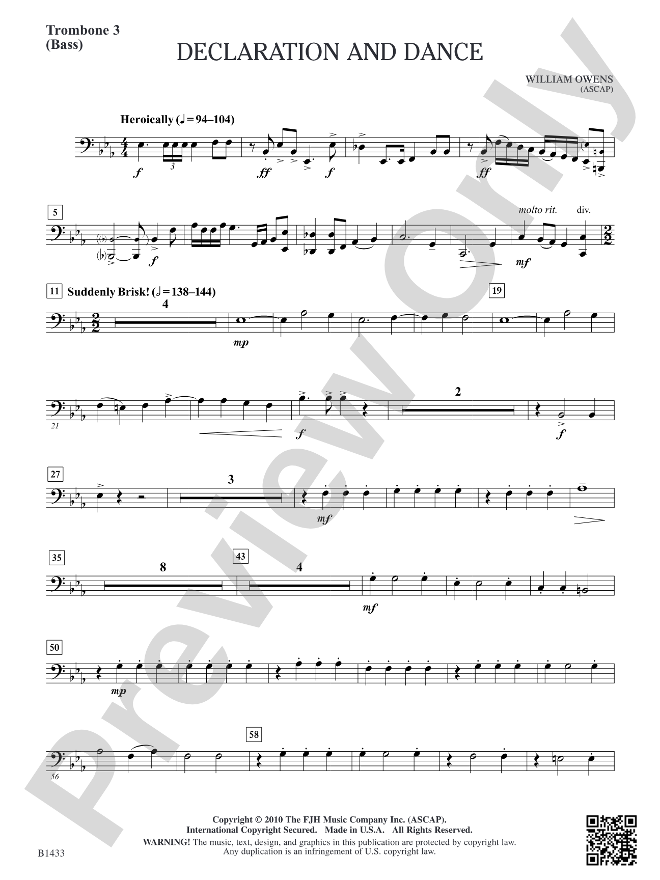 Declaration and Dance: Trombone 3 (Bass)