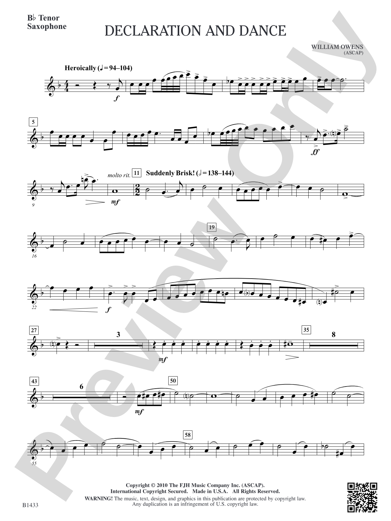Declaration and Dance: B-flat Tenor Saxophone