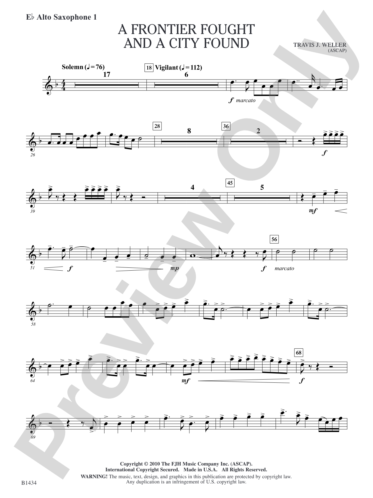 A Frontier Fought and a City Found: E-flat Alto Saxophone 1