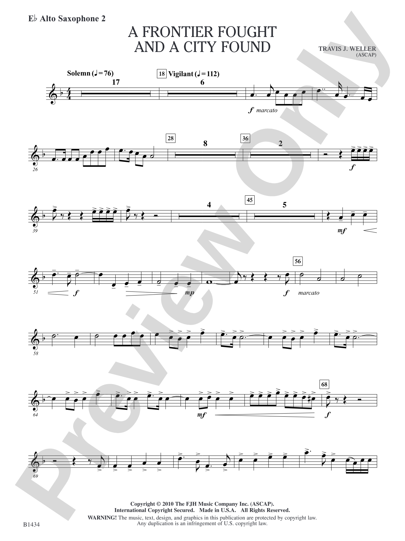 A Frontier Fought and a City Found: E-flat Alto Saxophone 2
